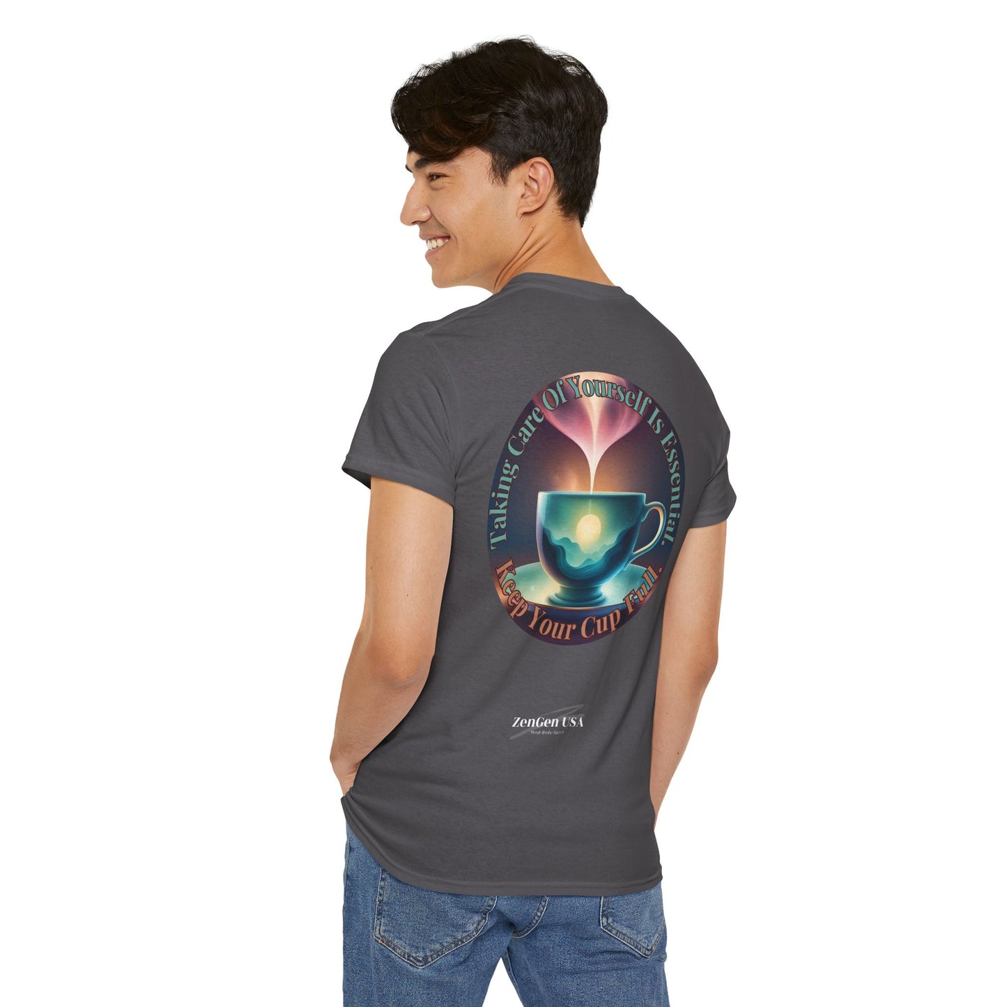 Keep Your Cup Full Unisex Heavy Cotton Zen Graphic Tee | 12 Colors To Choose | ZenGen - ZenGen USA
