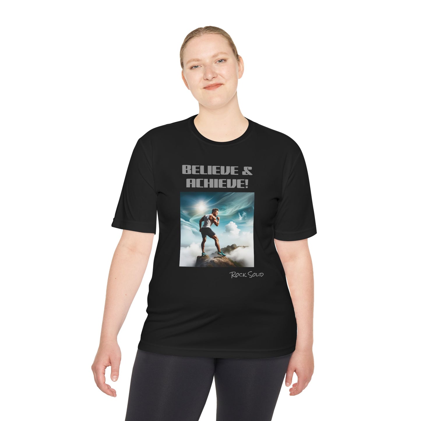 Unisex Moisture Wicking Tee - ROCK SOLID, Believe & Achieve! - ZenGen USA - ZenGen USA