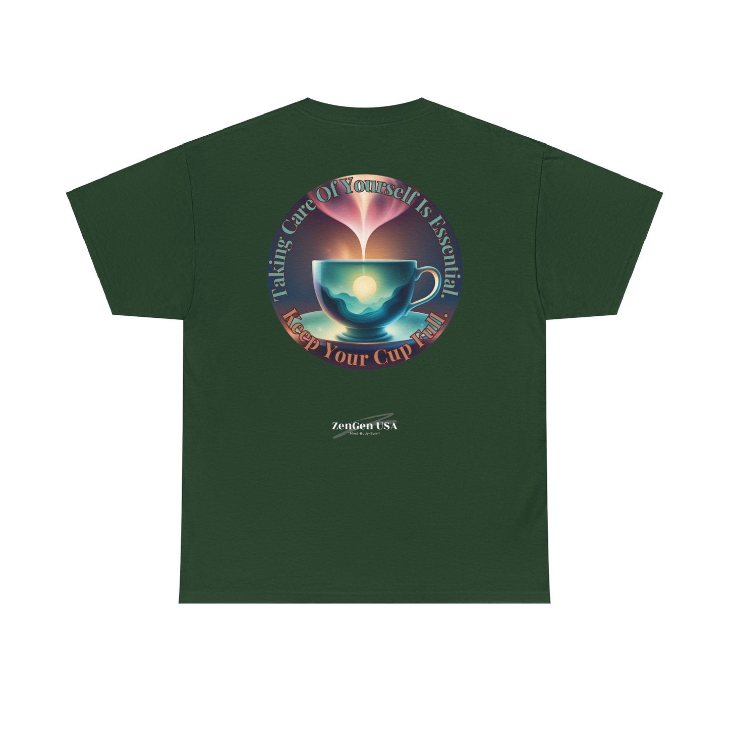 Keep Your Cup Full Unisex Heavy Cotton Zen Graphic Tee | 12 Colors To Choose | ZenGen - ZenGen USA