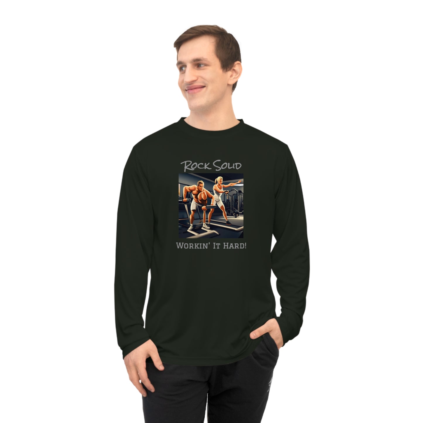 Unisex Performance Long Sleeve Shirt - ROCK SOLID "Workin it Hard!" - ZenGen USA - ZenGen USA