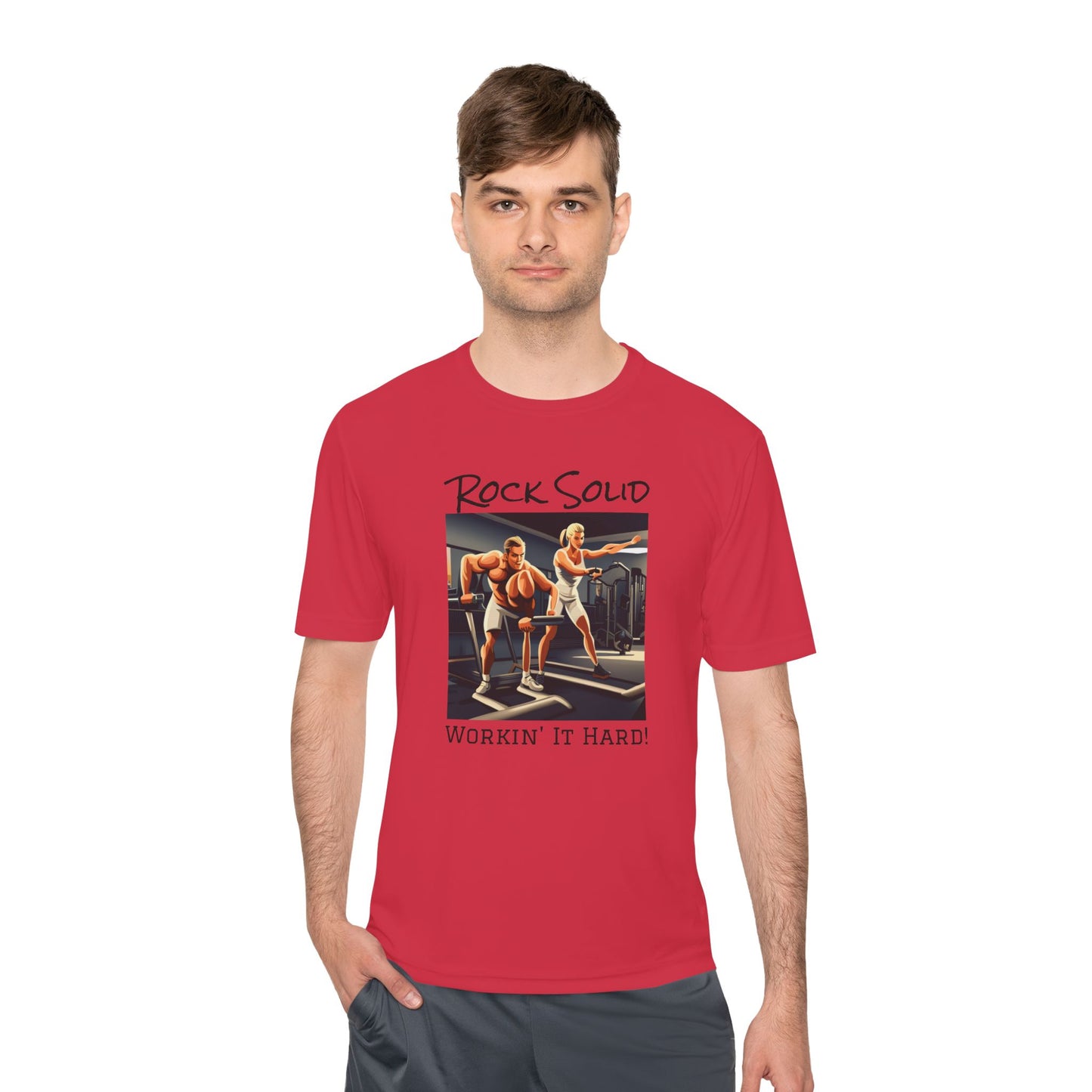 Unisex Moisture Wicking Tee - ROCK SOLID "Workin' It Hard!" - ZenGen USA - ZenGen USA