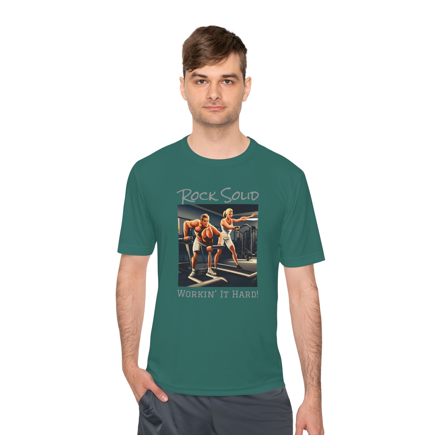Unisex Moisture Wicking Tee - ROCK SOLID "Workin' It Hard!" - ZenGen USA - ZenGen USA