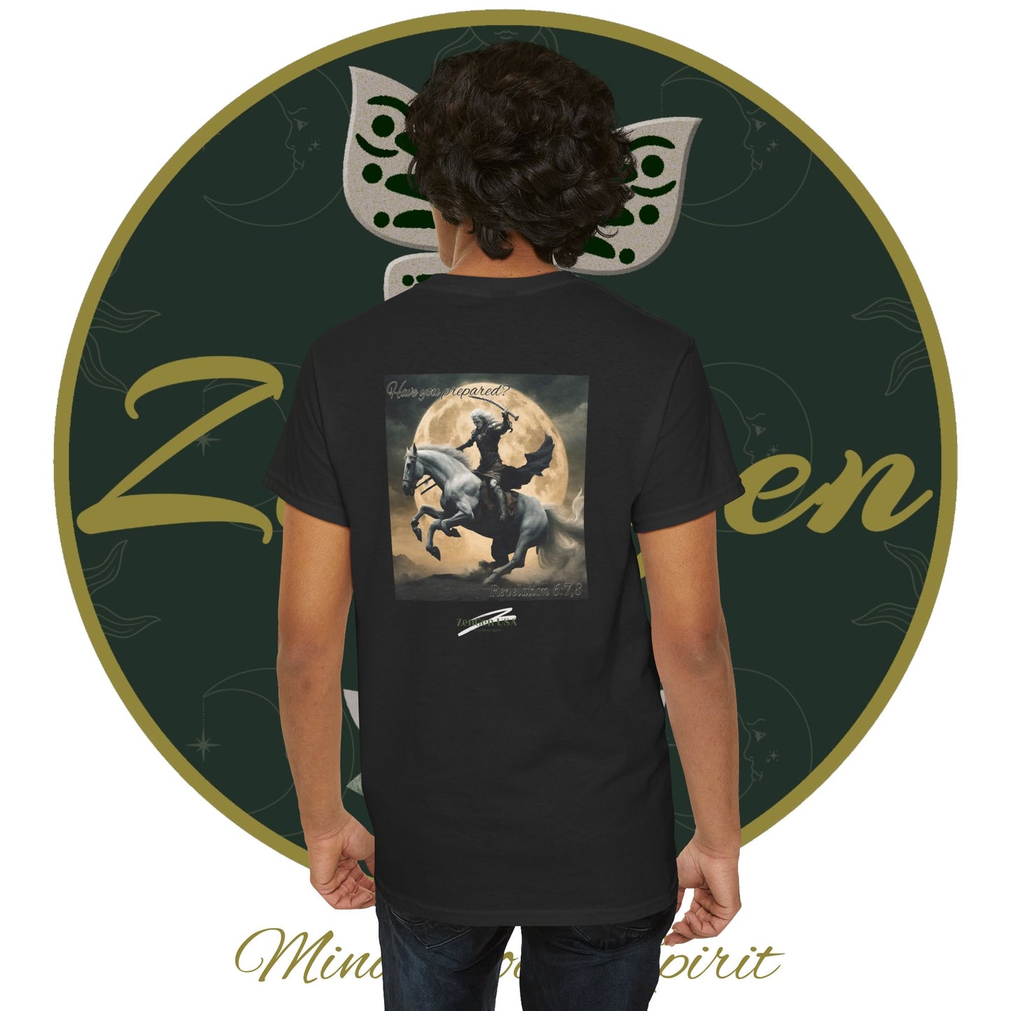 Apocalipsis - 4to Sello Apocalipsis 6:7,8 - Camiseta de algodón pesado unisex - Colección Revelación - ZenGen USA