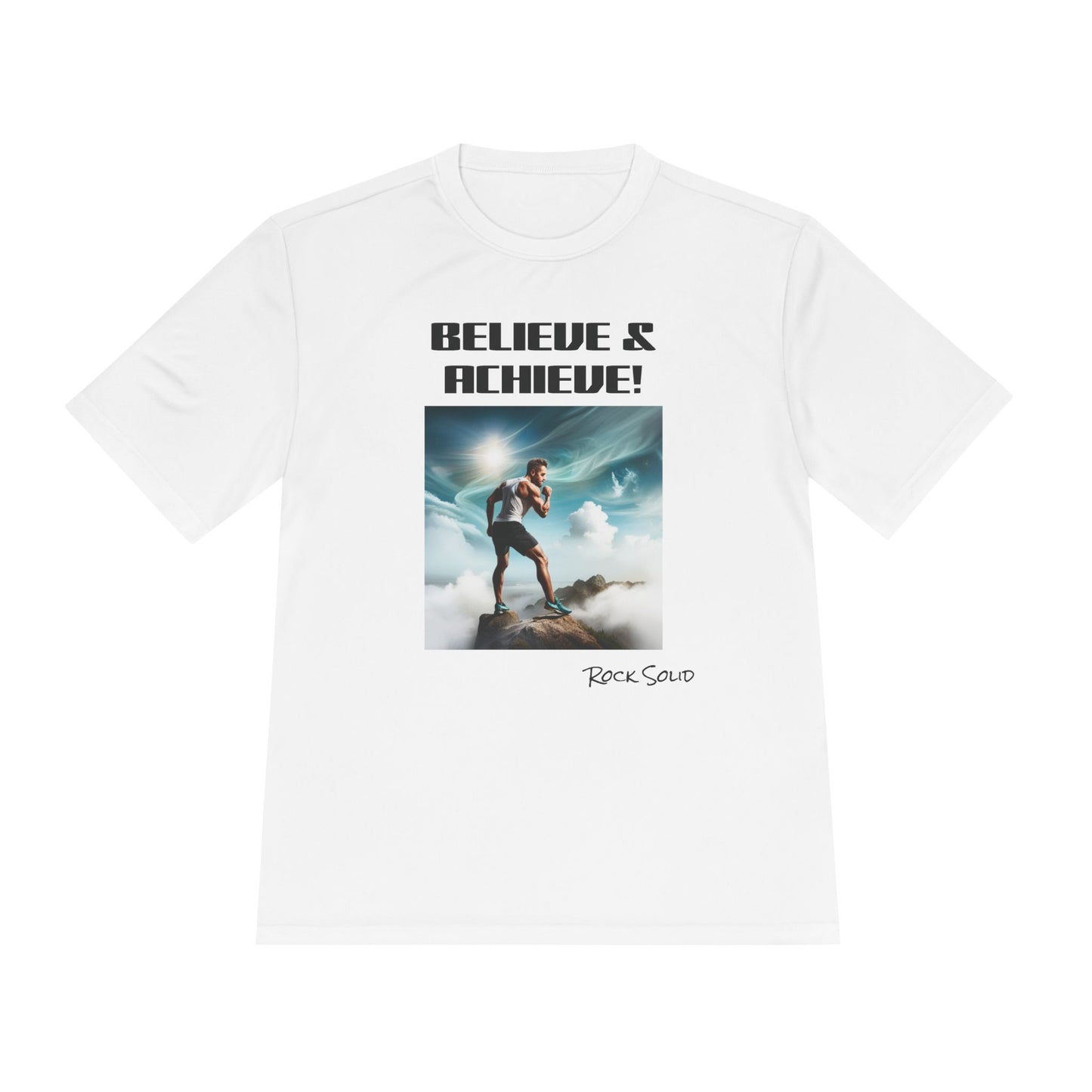 Unisex Moisture Wicking Tee - ROCK SOLID, Believe & Achieve! - ZenGen USA - ZenGen USA