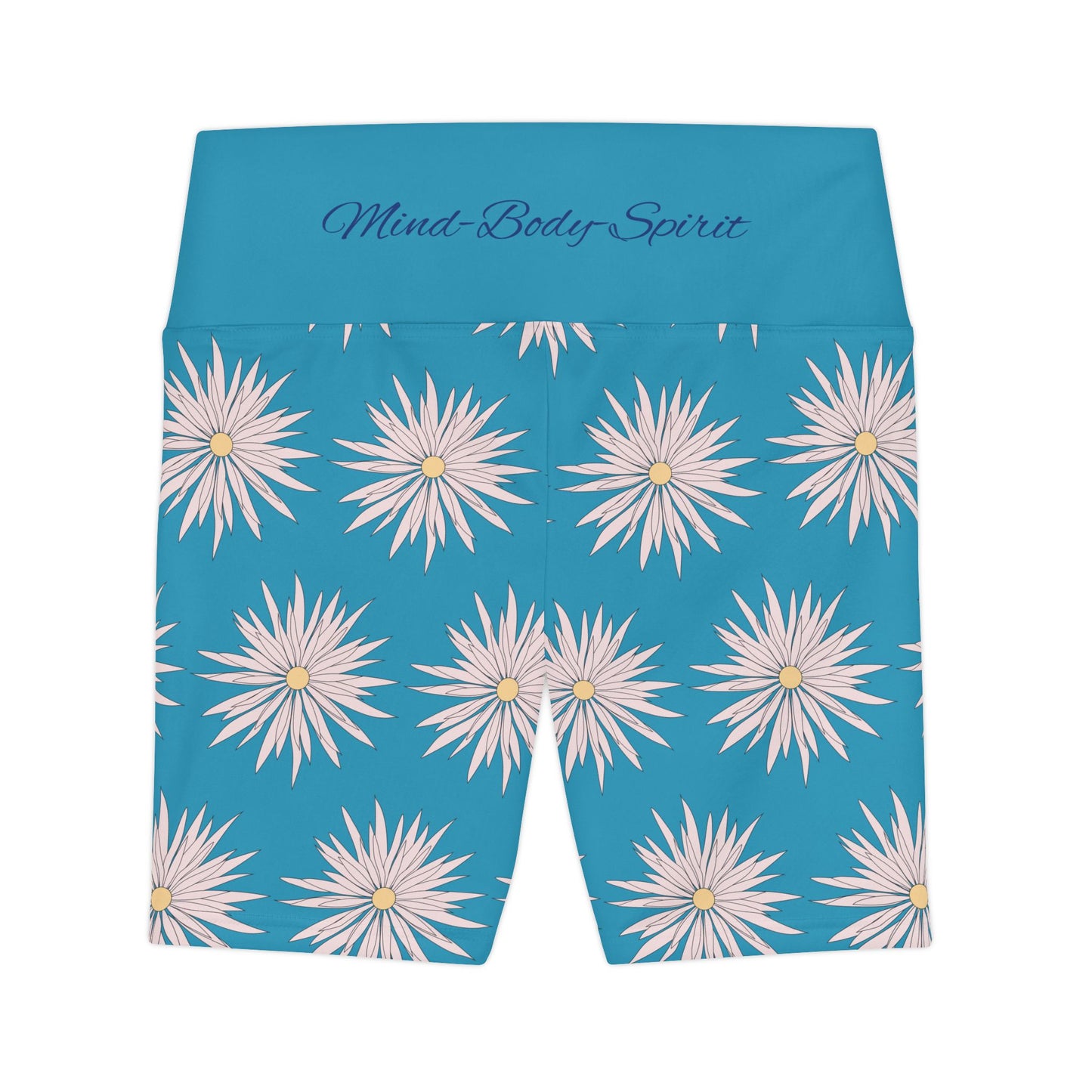 Women's Workout Shorts - Turquoise - ROCK SOLID Blazing Flower - ZenGen USA - ZenGen USA