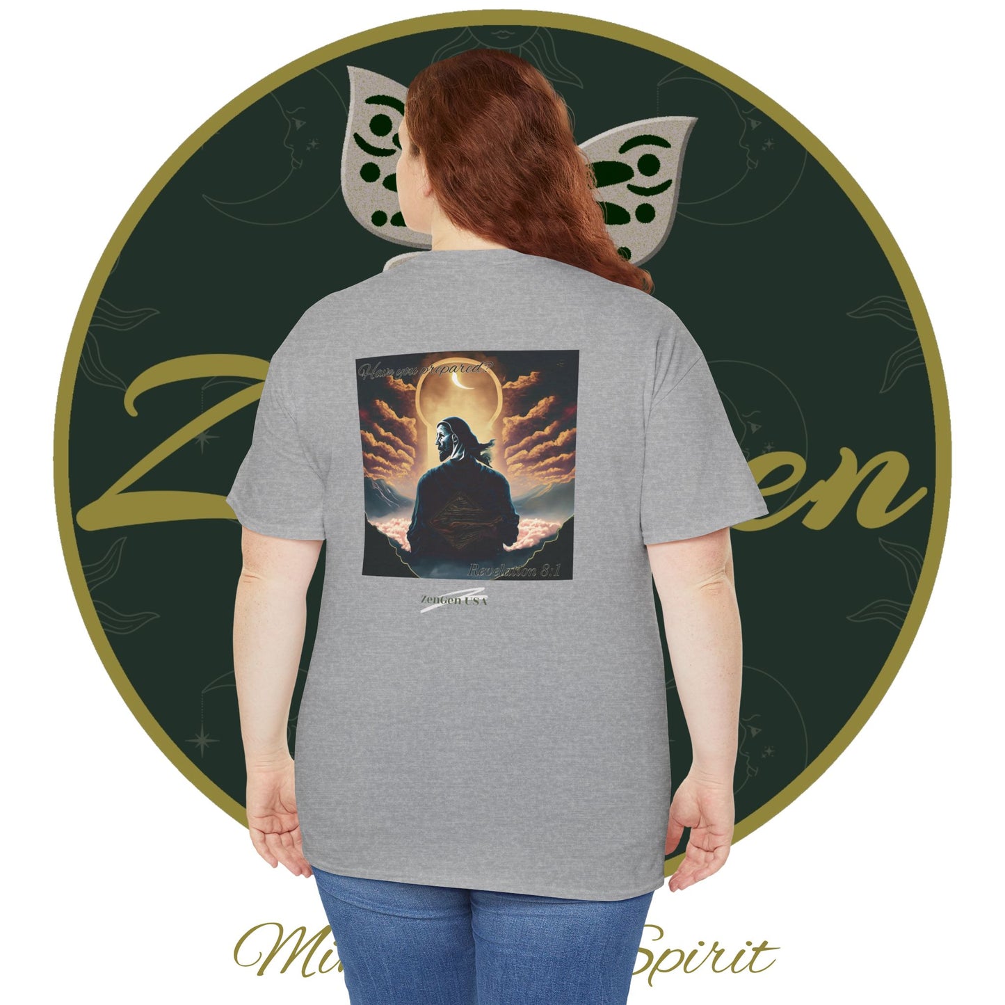 Apocalipsis - 7mo Sello Apocalipsis 8:1 - Camiseta de algodón pesado unisex - Colección Revelación - ZenGen USA