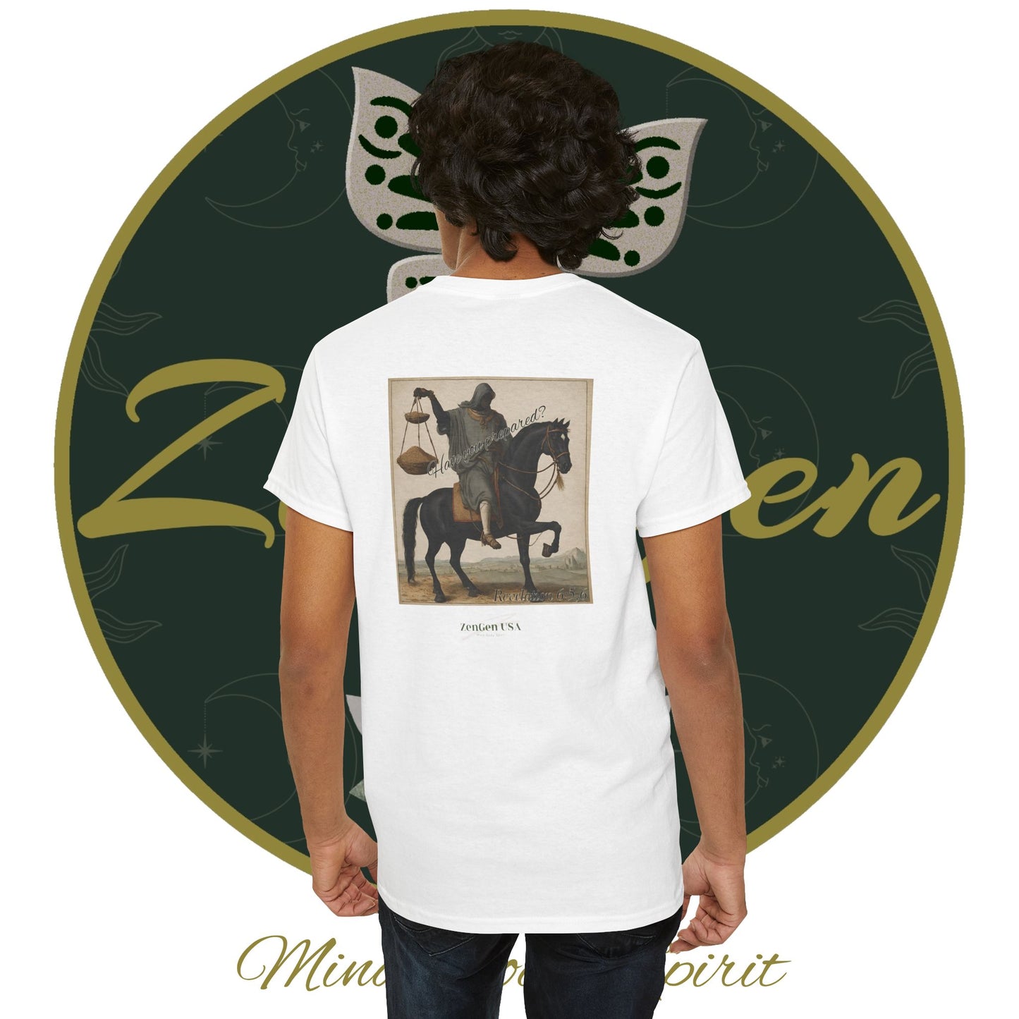 Apocalypse - 3rd Seal Revelation 6:5,6 - Unisex Heavy Cotton Tee - Revelation Collection - ZenGen USA - ZenGen USA