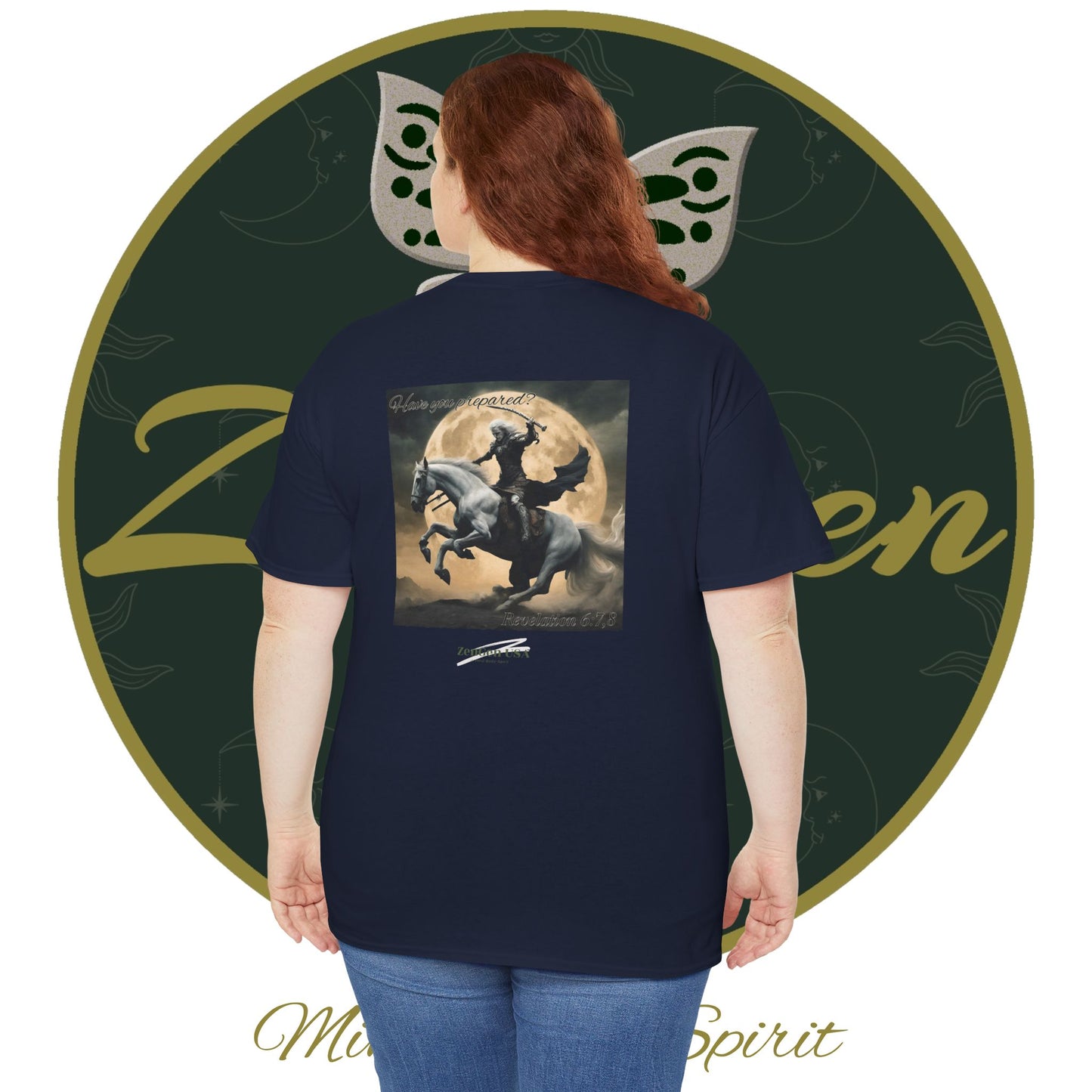 Apocalipsis - 4to Sello Apocalipsis 6:7,8 - Camiseta de algodón pesado unisex - Colección Revelación - ZenGen USA