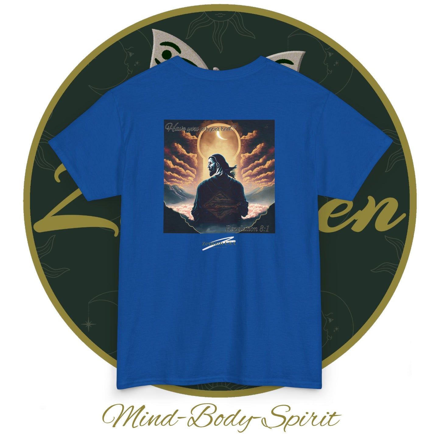 Apocalipsis - 7mo Sello Apocalipsis 8:1 - Camiseta de algodón pesado unisex - Colección Revelación - ZenGen USA