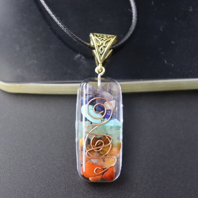 Retro Reiki Healing Energy Crystal Pendant Natural Stone For Yoga Meditation Spiritual 7 Chakra Jewelry Necklace Amulet - ZenGen USA
