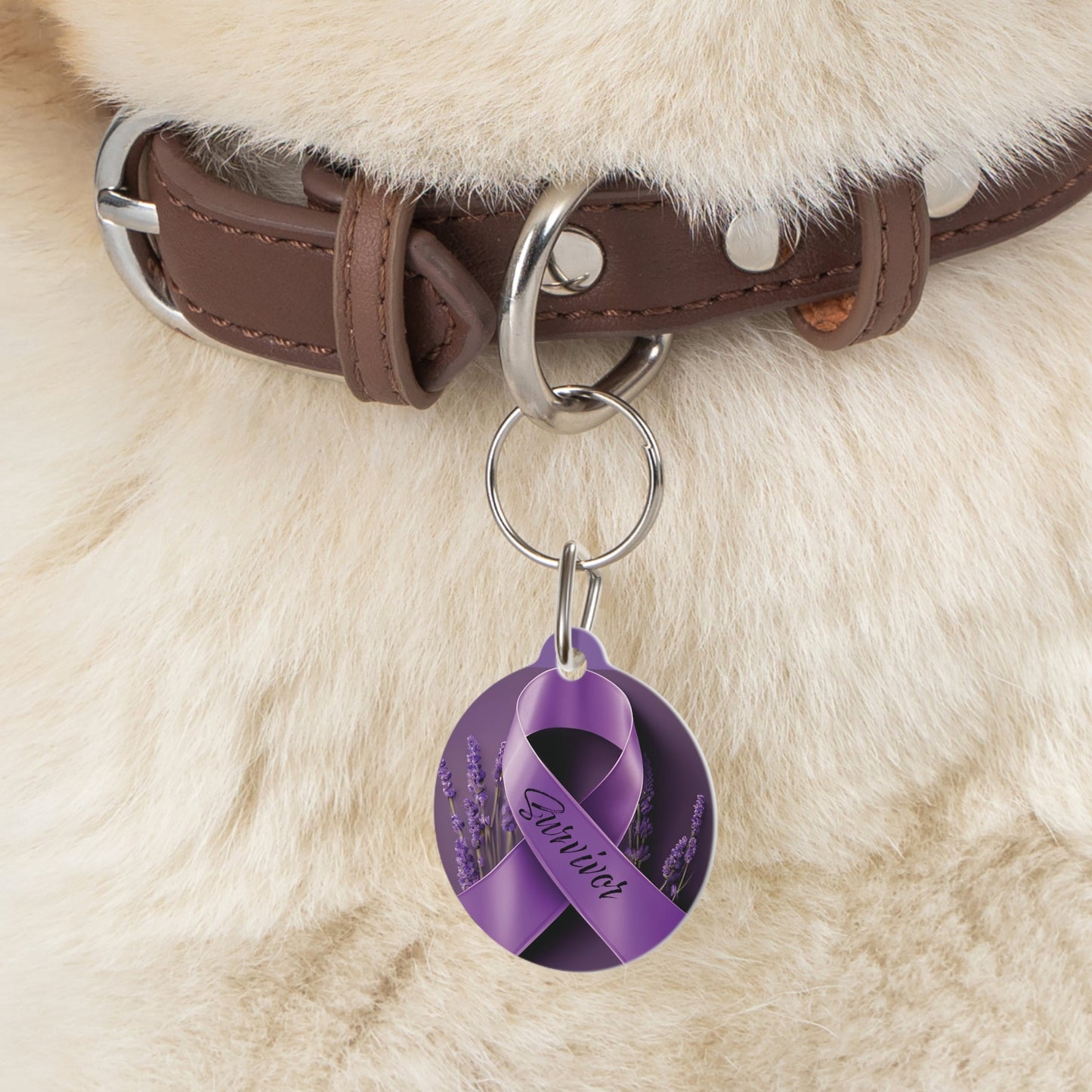 Cancer Survivor Ribbon - Pet Tag - Furry Nation - ZenGen USAPets