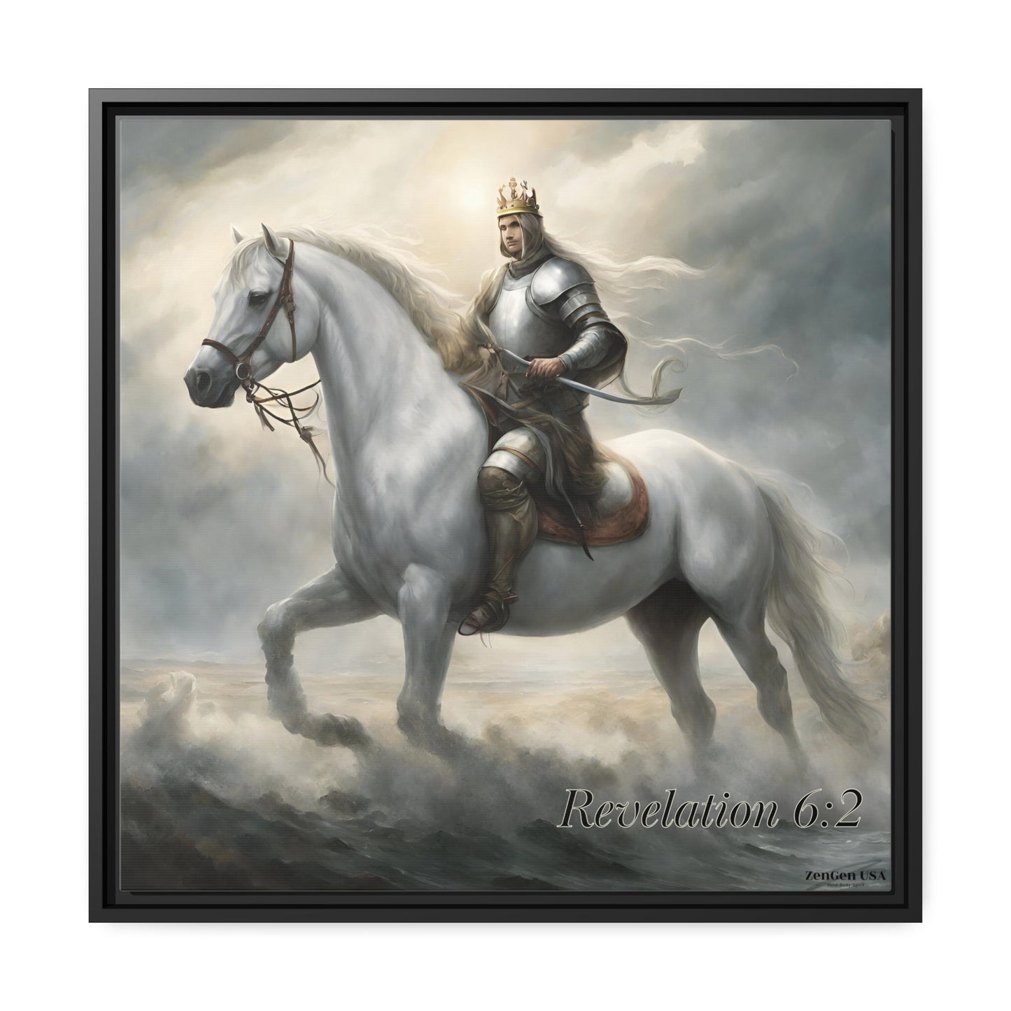 Canvas Print - Revelation Collection | 1st Seal Revelation 6:2 | Matte Canvas, Black Frame | ZenGen USA - ZenGen USACanvas