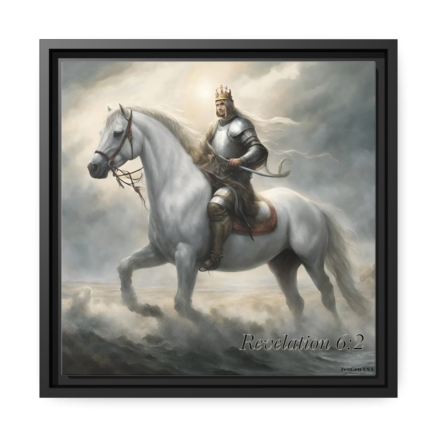 Canvas Print - Revelation Collection | 1st Seal Revelation 6:2 | Matte Canvas, Black Frame | ZenGen USA - ZenGen USACanvas