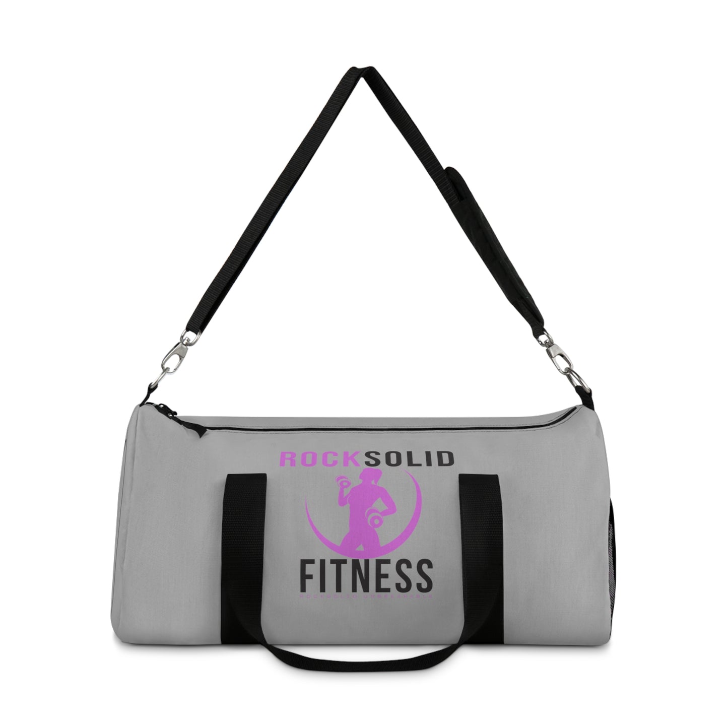 RockSolid Fitness Duffel Bag | Gray | Oxford Canvas | Pink Lady Logo - ZenGen USA