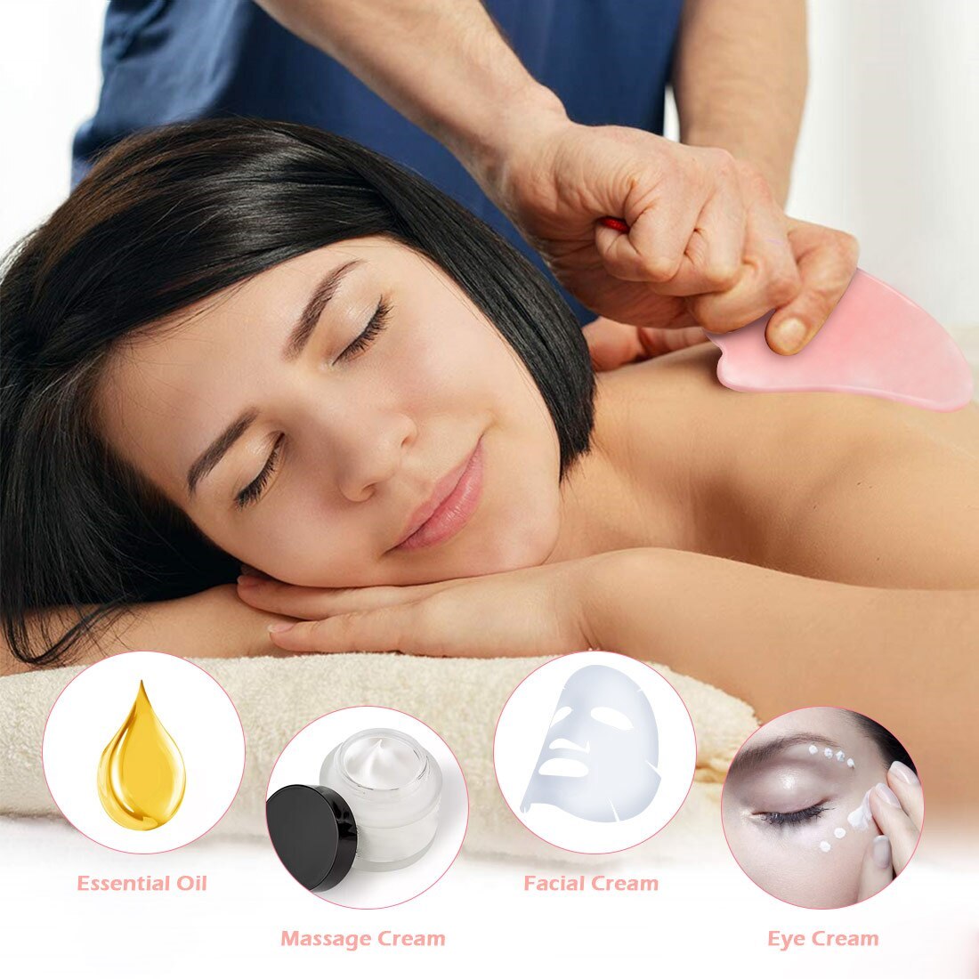 Whole Massage Gua Sha Tools Natural Rose Quartz Massage Stone - ZenGen USA