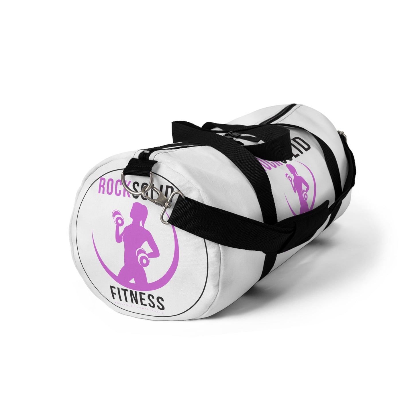 RockSolid Fitness Duffel Bag | White | Oxford Canvas | Pink Lady Logo - ZenGen USA