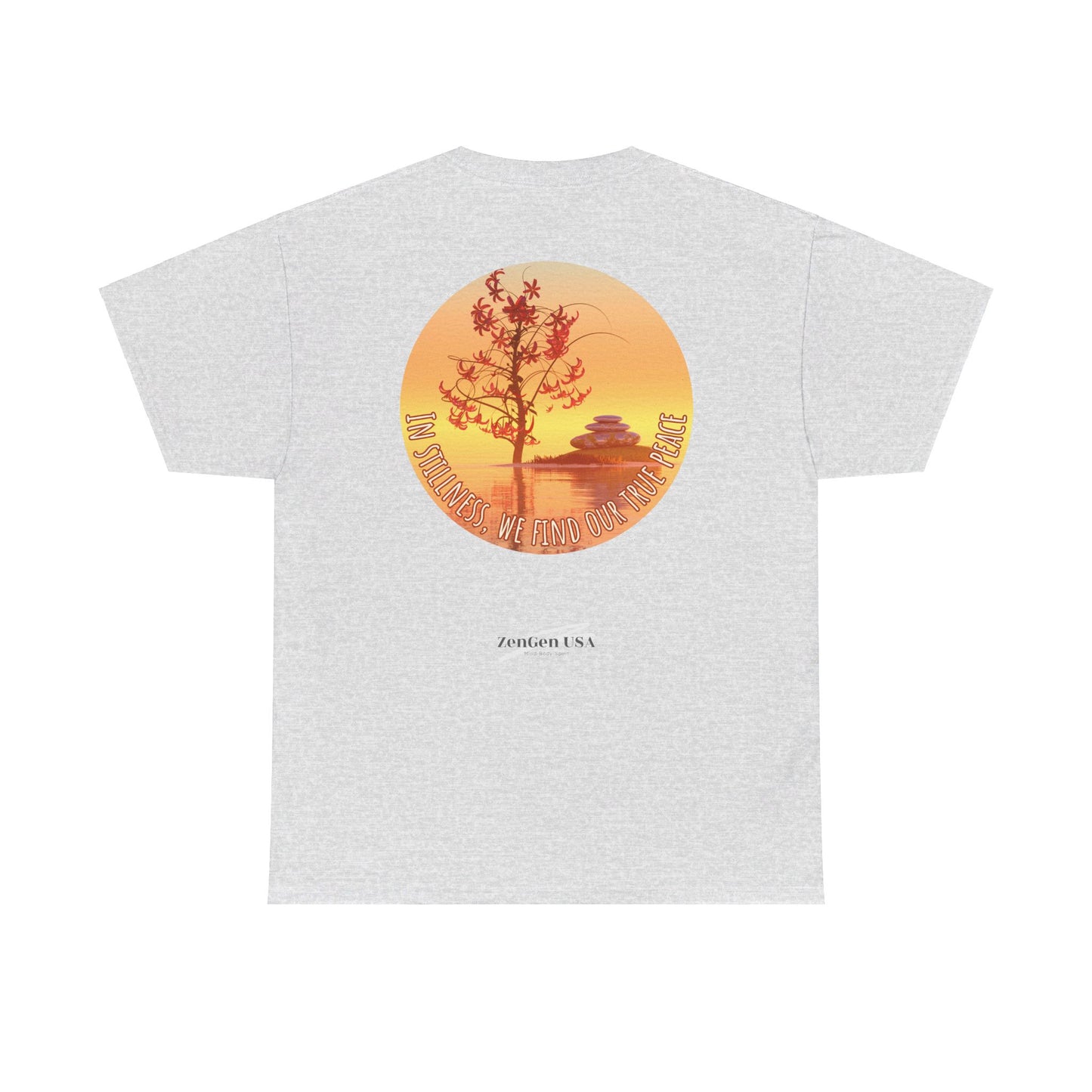 Find True Peace: Unisex Heavy Cotton Zen Bonsai & Cairns Graphic Tee