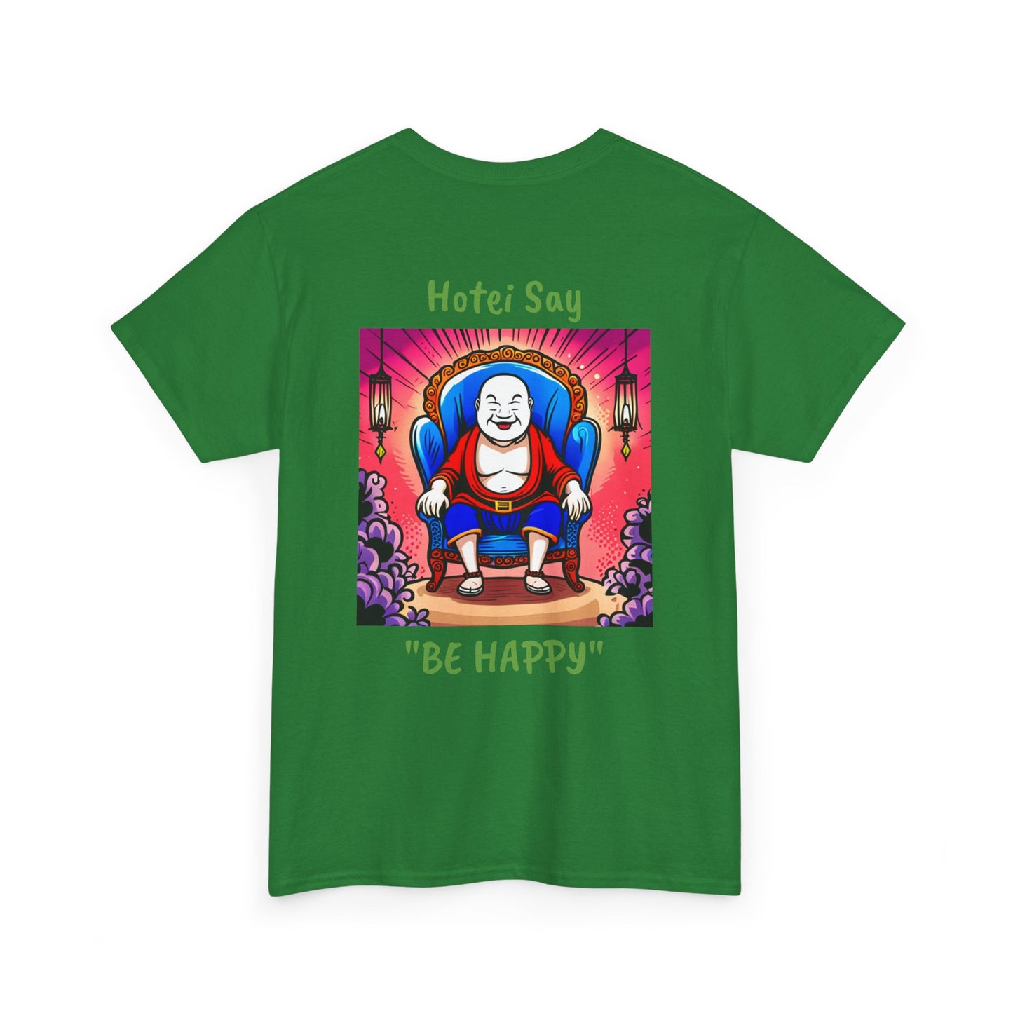 BE HAPPY - Unisex Heavy Cotton Tee - ZenGen USA - Hotei Laughing Buddha