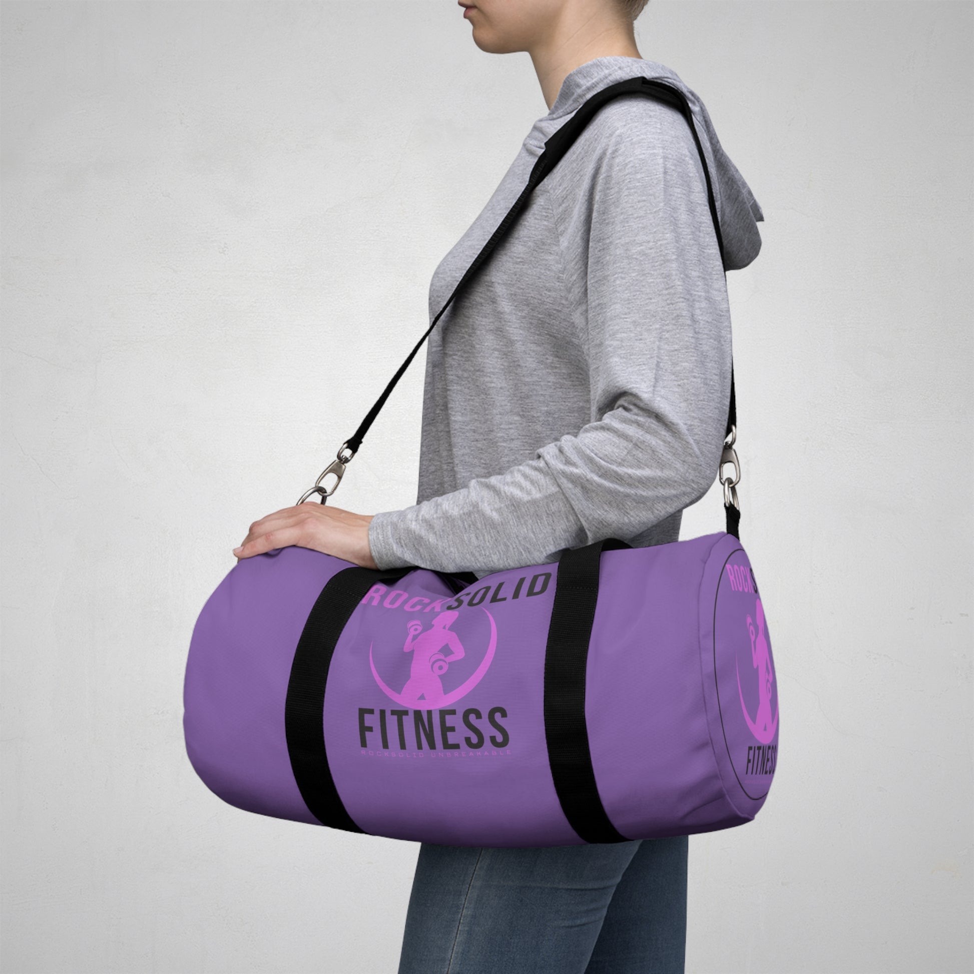 RockSolid Fitness Duffel Bag | Purple | Oxford Canvas | Pink Lady Logo - ZenGen USA