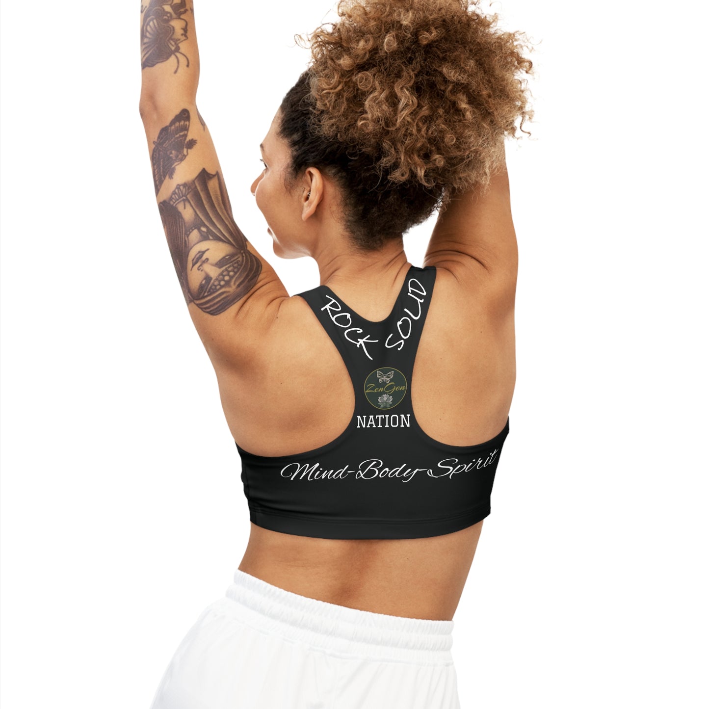 Seamless Sports Bra Black - ROCK SOLID Blazing Flower - ZenGen USA