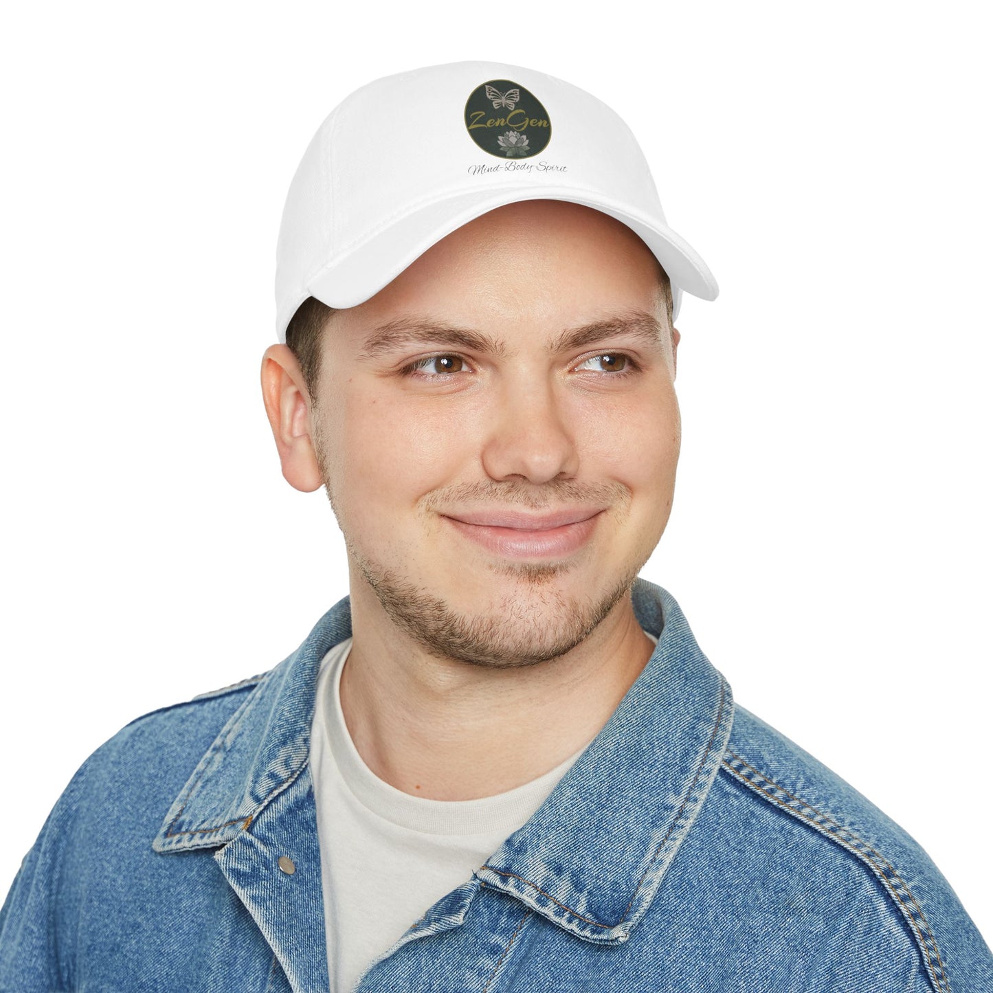 ZenGen Logo Wear - Gorra de béisbol unisex de perfil bajo - Blanco o caqui - Talla única