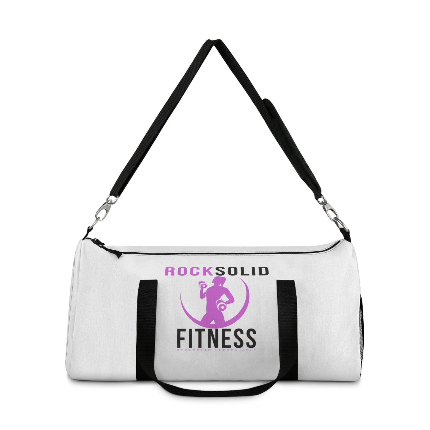 RockSolid Fitness Duffel Bag | White | Oxford Canvas | Pink Lady Logo - ZenGen USA