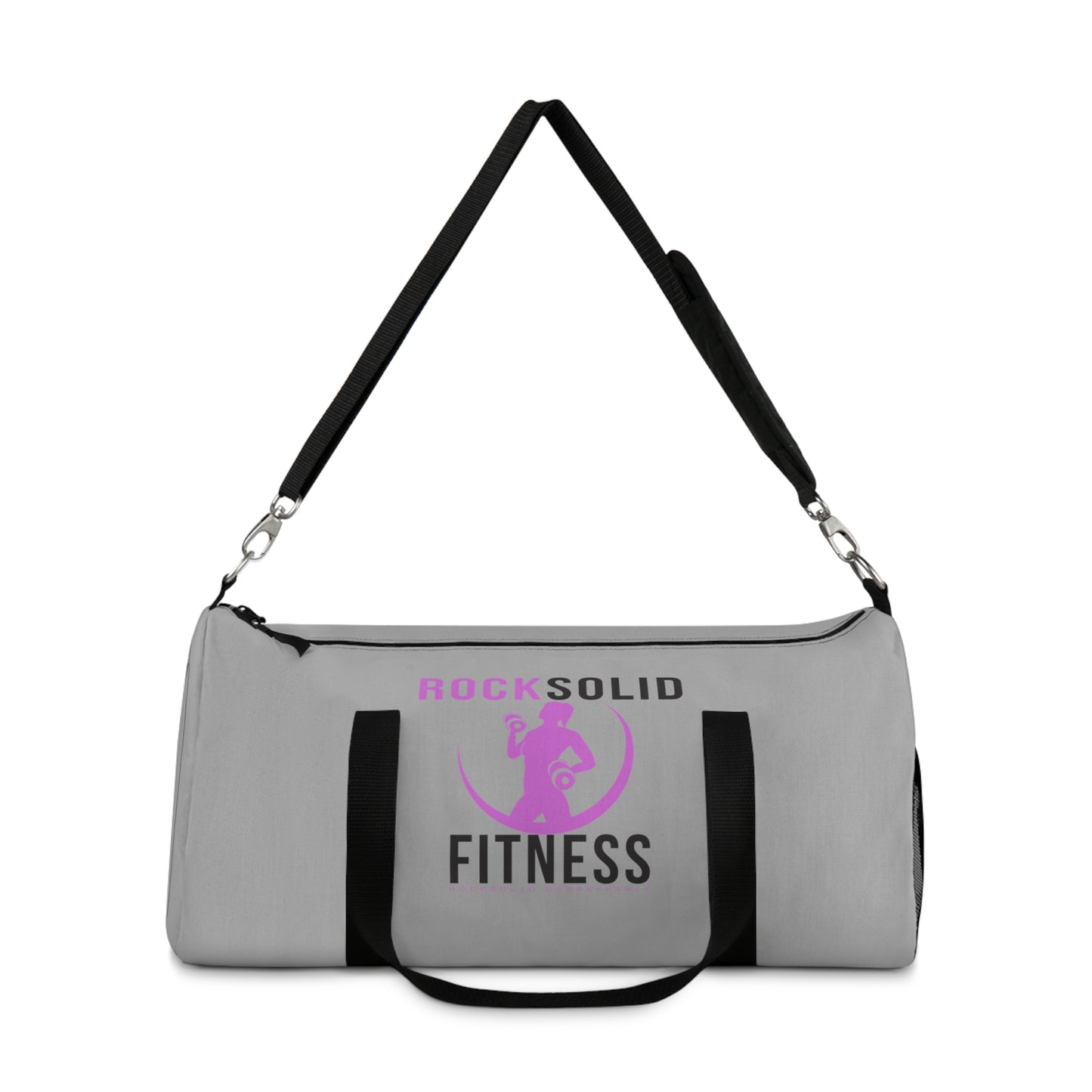 RockSolid Fitness Duffel Bag | Gray | Oxford Canvas | Pink Lady Logo - ZenGen USA