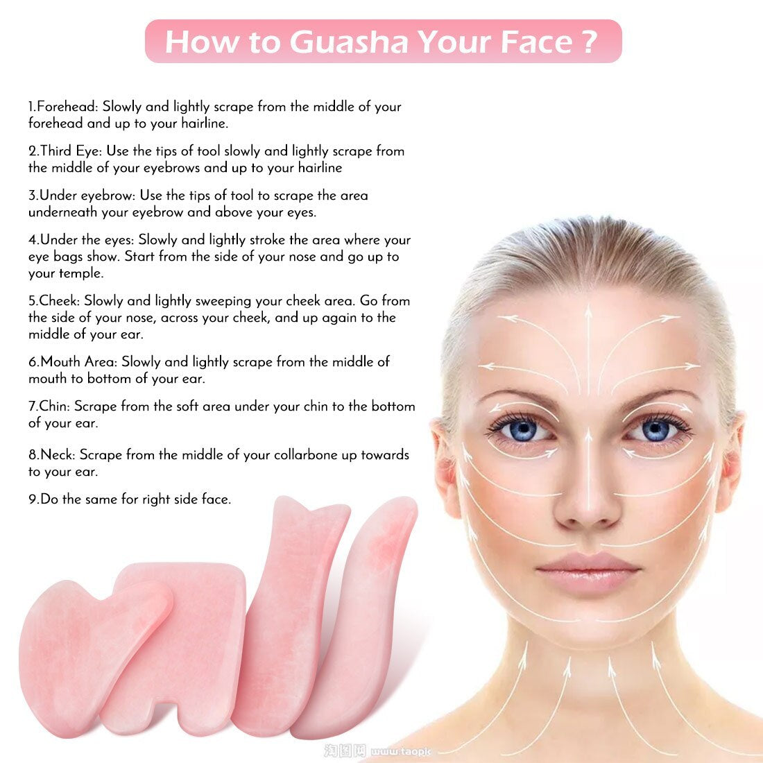 Whole Massage Gua Sha Tools Natural Rose Quartz Massage Stone - ZenGen USA