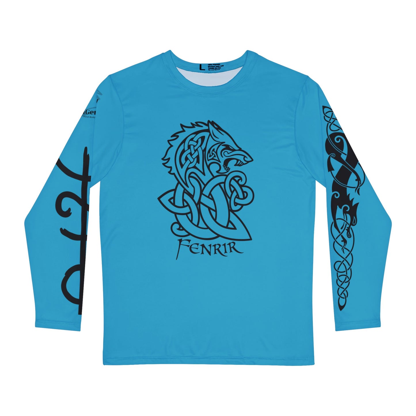 Celtic Fenrir Tribal Tattoo - Turquoise Men's Long Sleeve Shirt - ZenGen USA