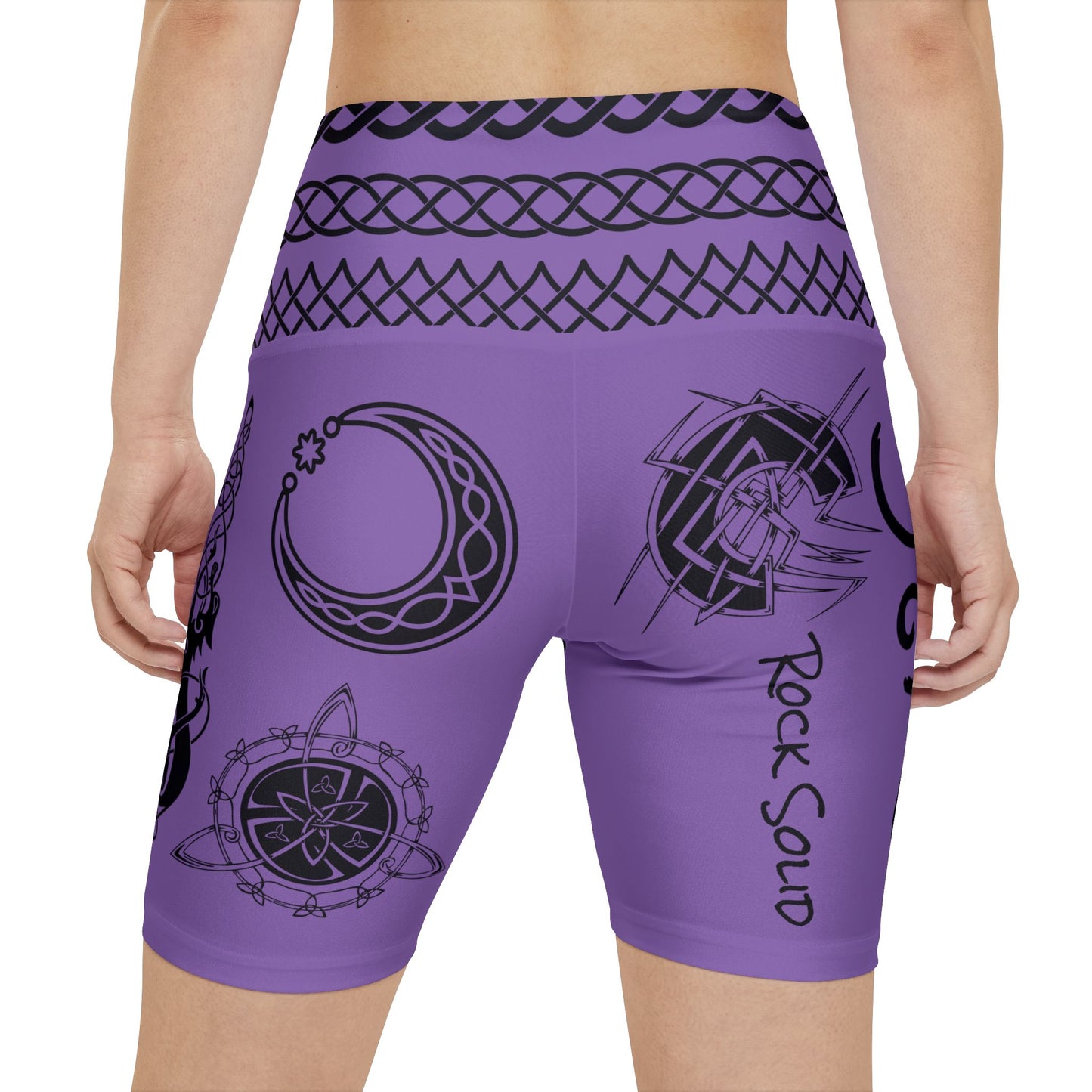 Tatuaje tribal celta - Pantalones cortos de entrenamiento morados para mujer - ZenGen USA ROCK SOLID