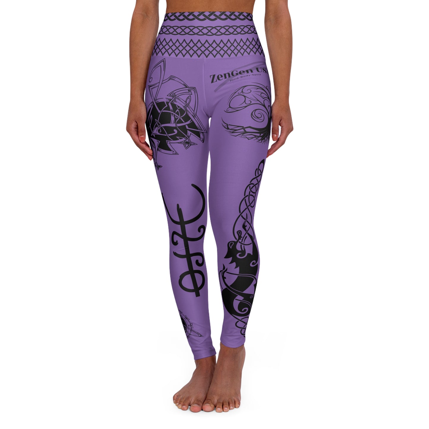 Celtic Tribal Tattoo - Purple Yoga Leggings - ZenGen USA ROCK SOLID