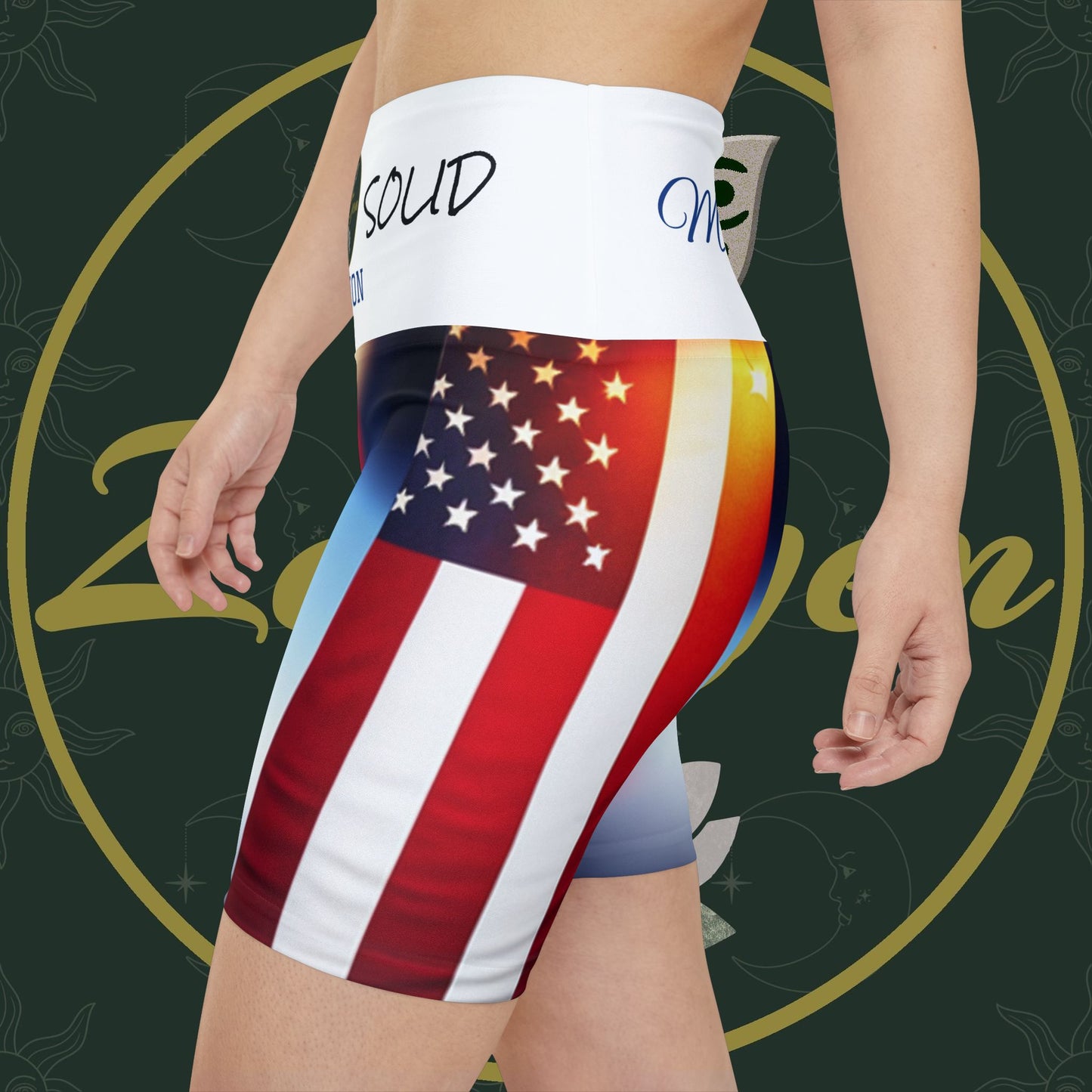 ZenGen Nation ROCK SOLID Women's Workout Shorts (AOP) - Stars & Stripes