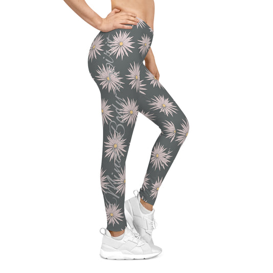 Women's Casual Leggings - Gray - ROCK SOLID Blazing Flower - ZenGen USA