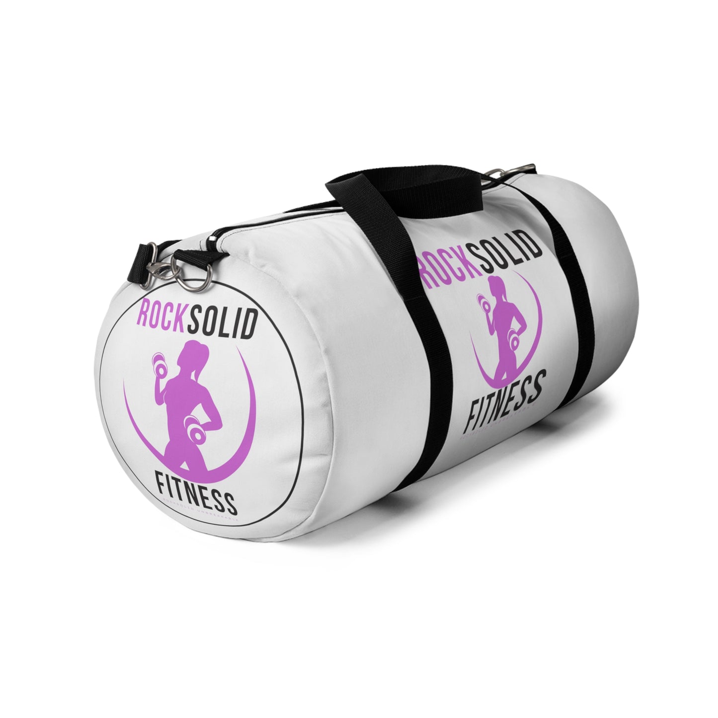 RockSolid Fitness Duffel Bag | White | Oxford Canvas | Pink Lady Logo - ZenGen USA