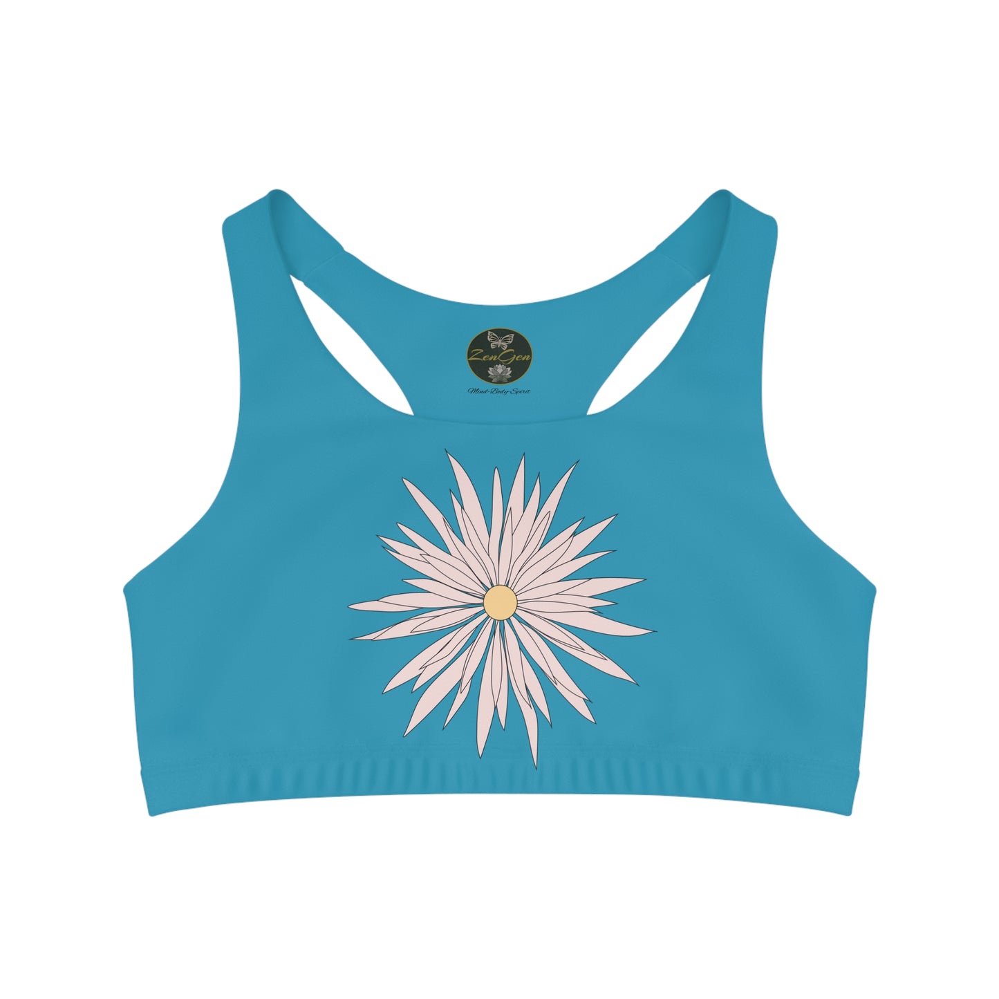 Seamless Sports Bra Turquois  - ROCK SOLID Blazing Flower - ZenGen USA