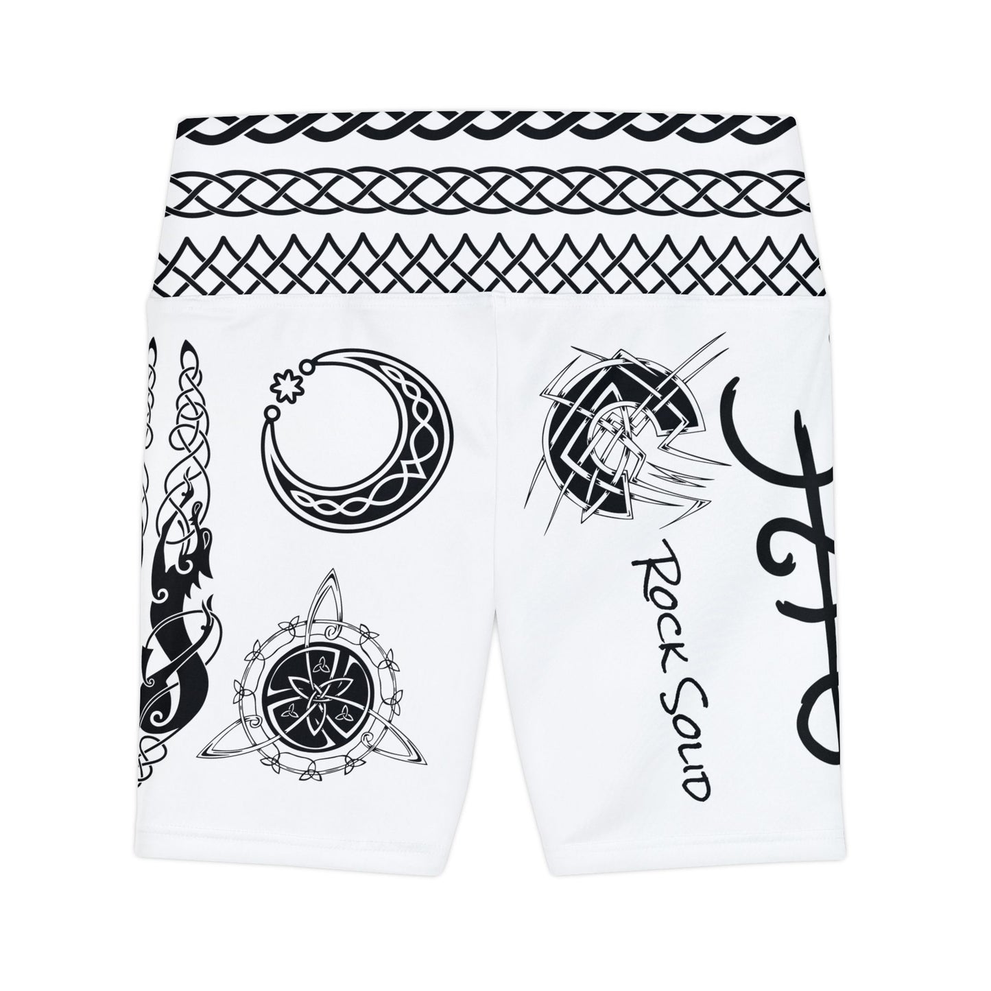 Celtic Tribal Tattoo - White Women's Workout Shorts - ZenGen USA ROCK SOLID