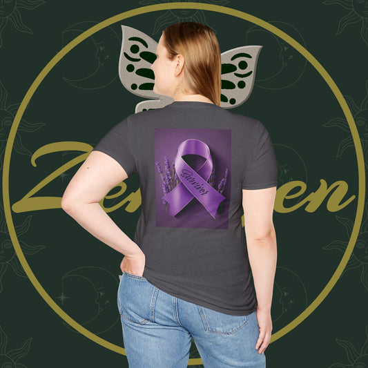 SURVIVOR Lavender Ribbon - Unisex Softstyle T-Shirt - Cancer Awareness all Forms