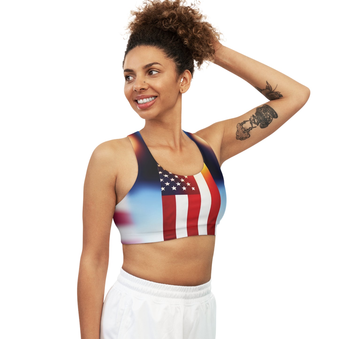 ZenGen Nation ROCK SOLID - Seamless Sports Bra (AOP) - Stars & Stripes