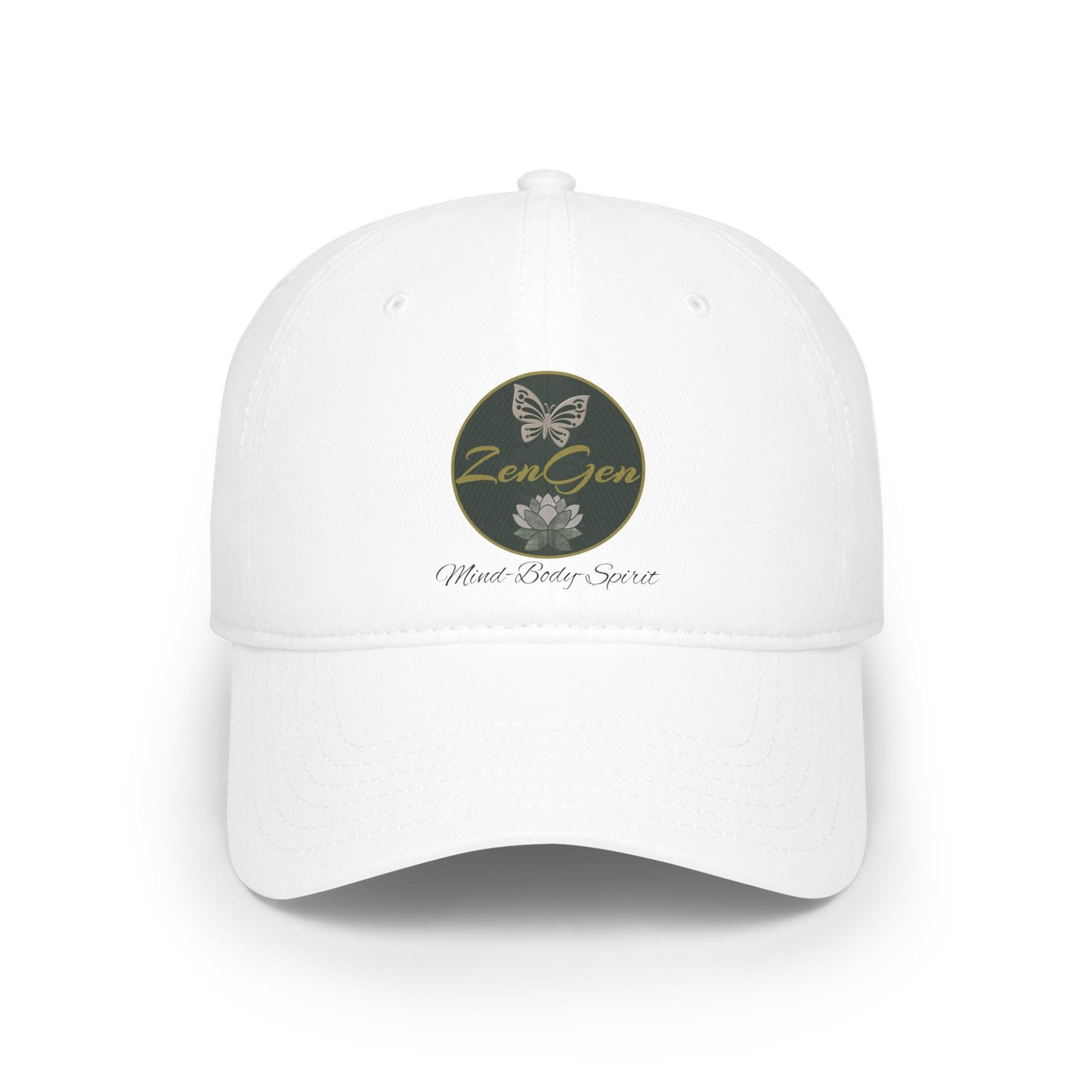 ZenGen Logo Wear - Gorra de béisbol unisex de perfil bajo - Blanco o caqui - Talla única