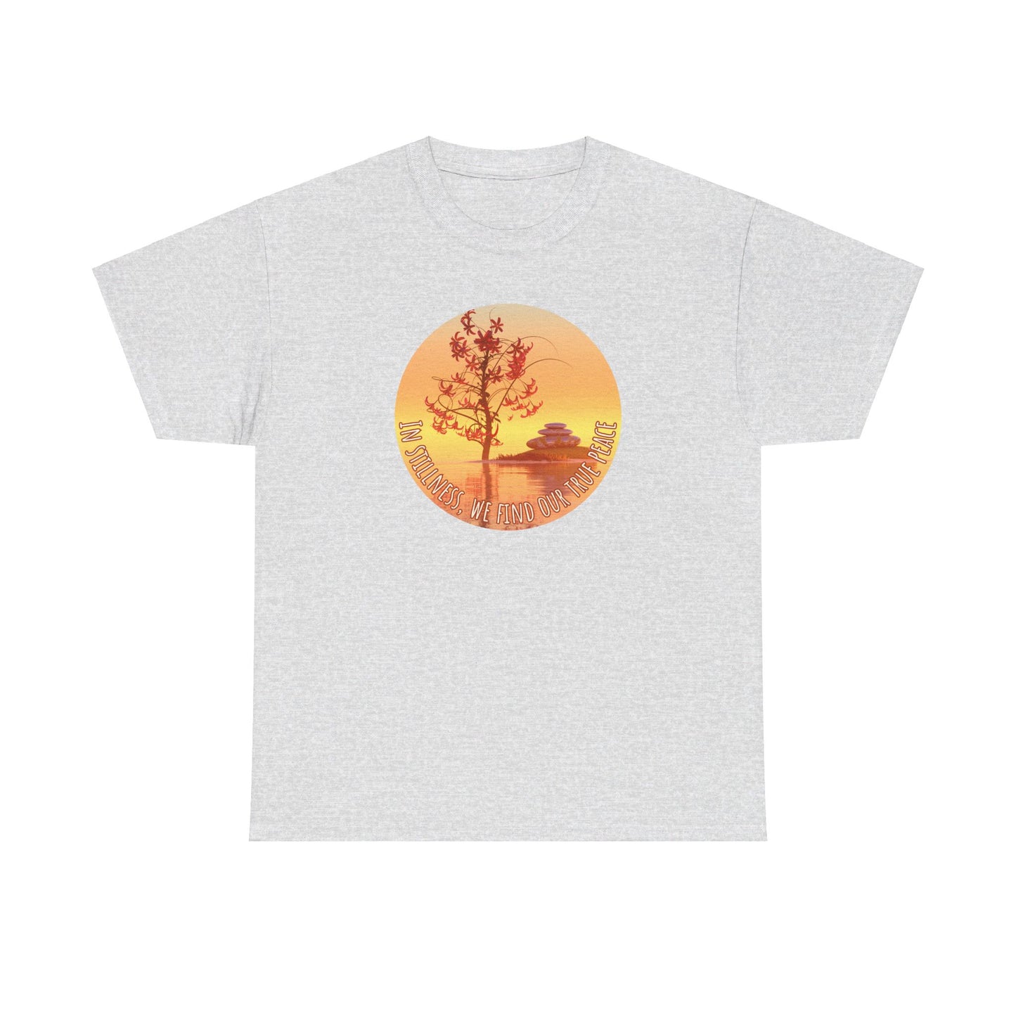 Find True Peace: Unisex Heavy Cotton Zen Bonsai & Cairns Graphic Tee