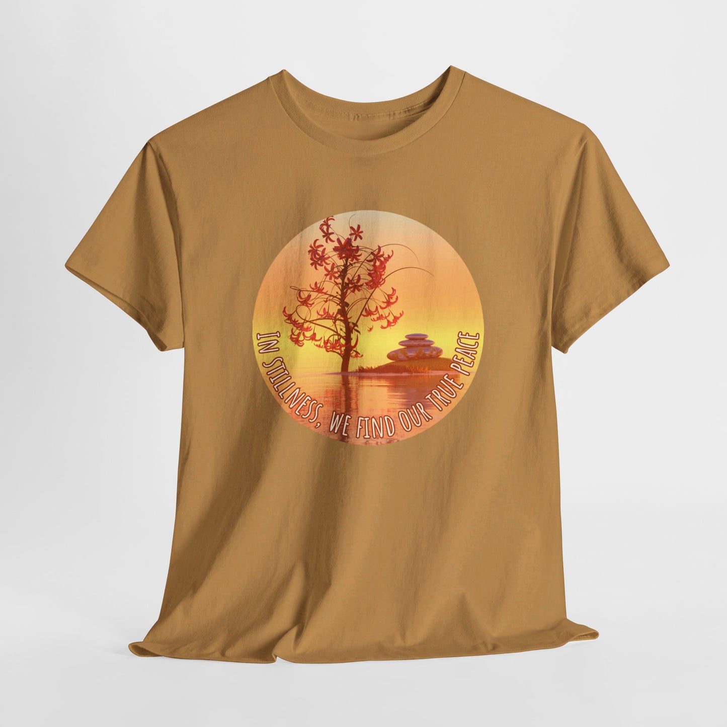 Find True Peace: Unisex Heavy Cotton Zen Bonsai & Cairns Graphic Tee