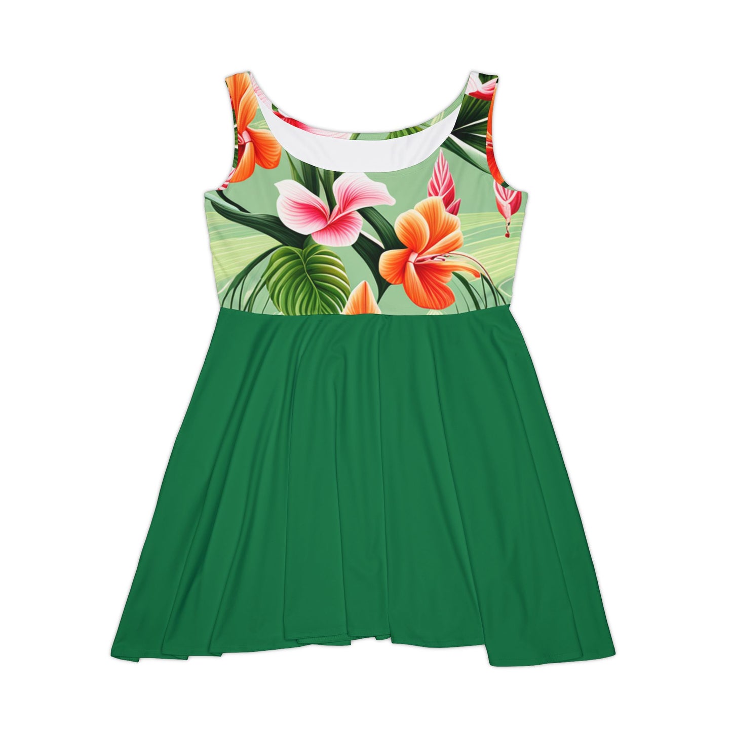 Women's Floral Skater Dress (AOP) - ZenGen USA - Green