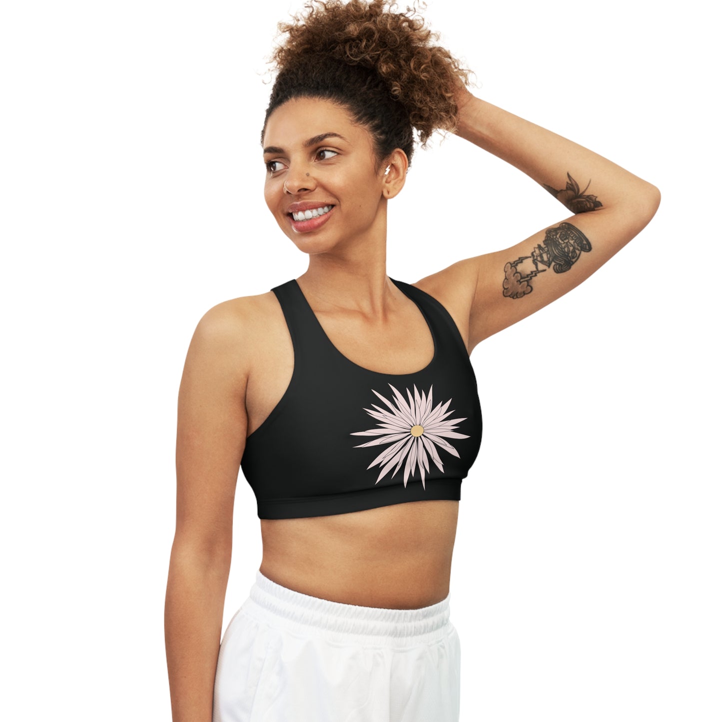 Seamless Sports Bra Black - ROCK SOLID Blazing Flower - ZenGen USA