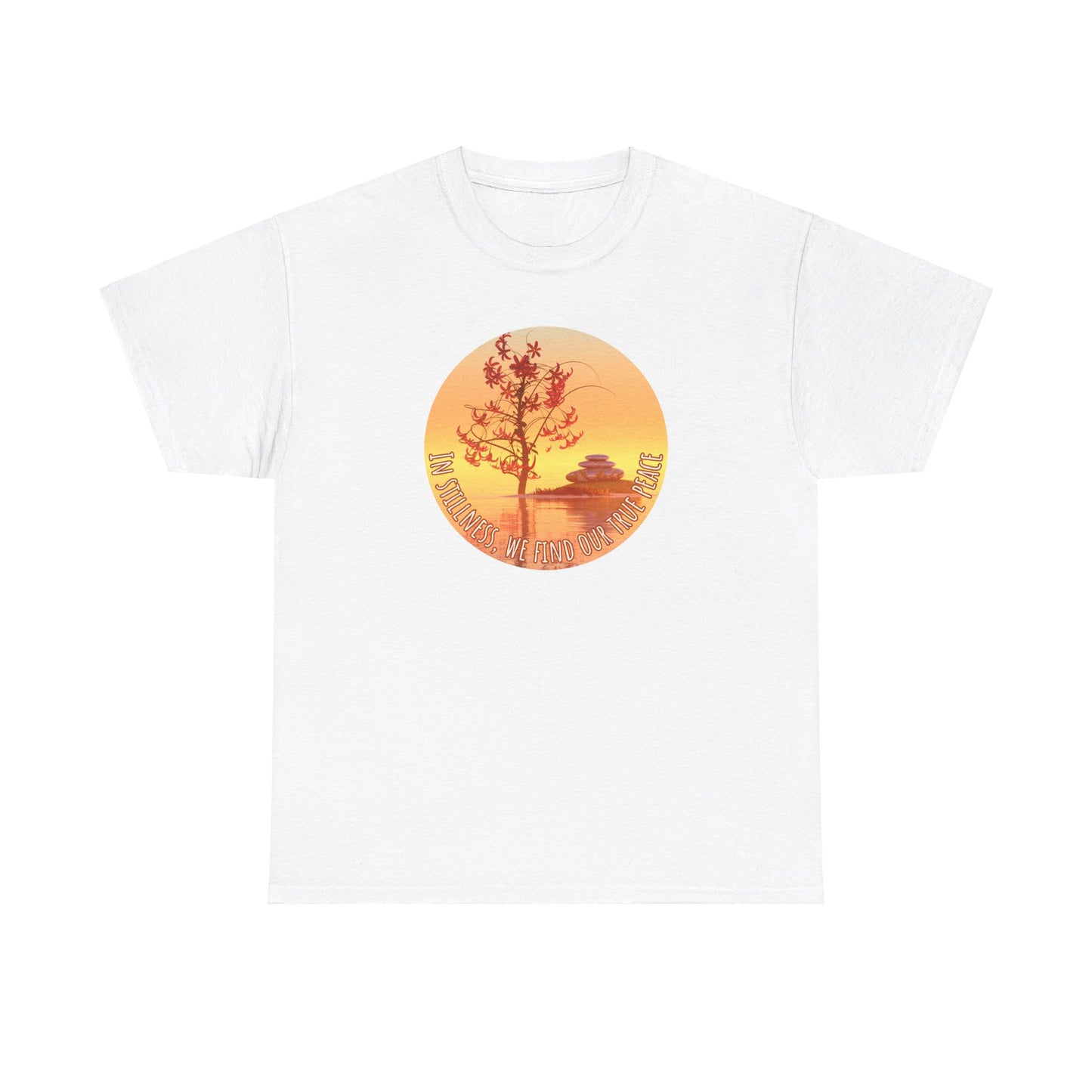 Find True Peace: Unisex Heavy Cotton Zen Bonsai & Cairns Graphic Tee