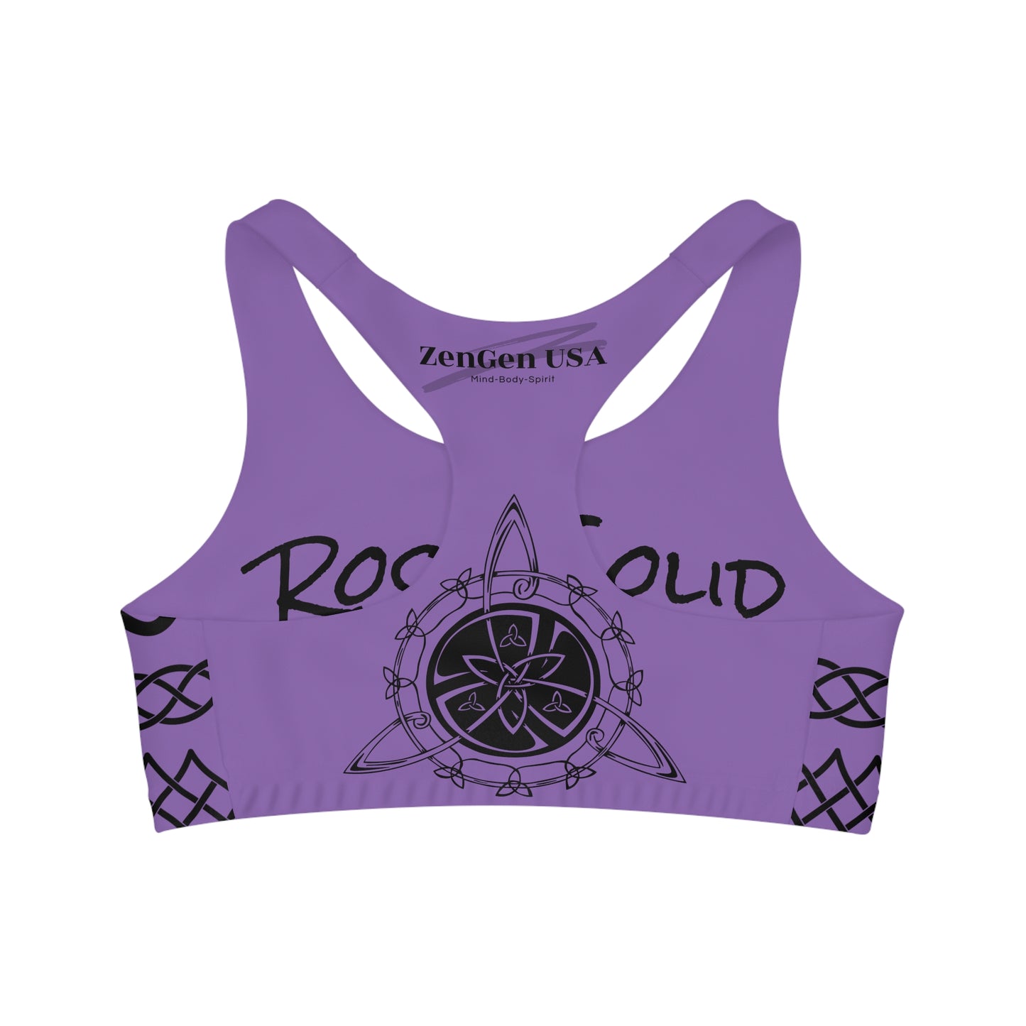 Celtic Tribal Tattoo - Purple Sports Bra - ZenGen USA ROCK SOLID