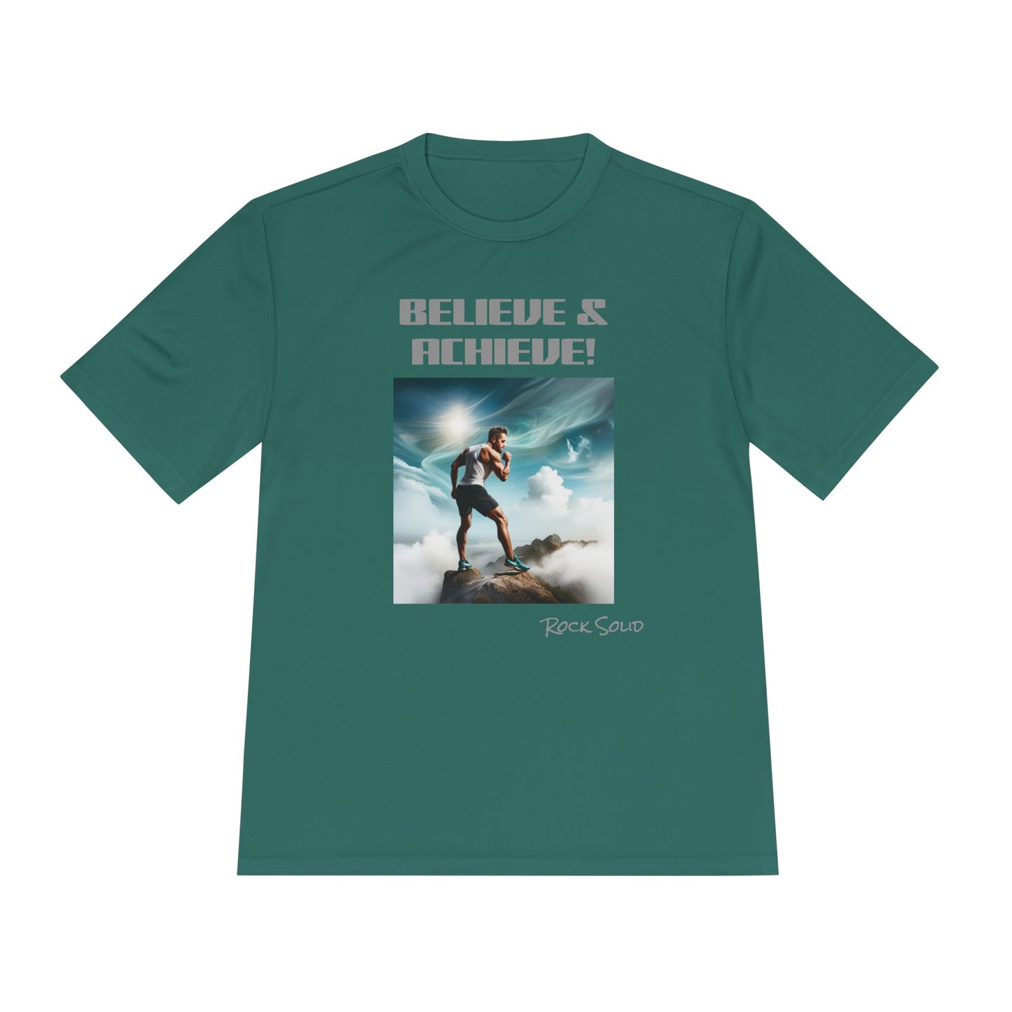 Unisex Moisture Wicking Tee - ROCK SOLID, Believe & Achieve! - ZenGen USA