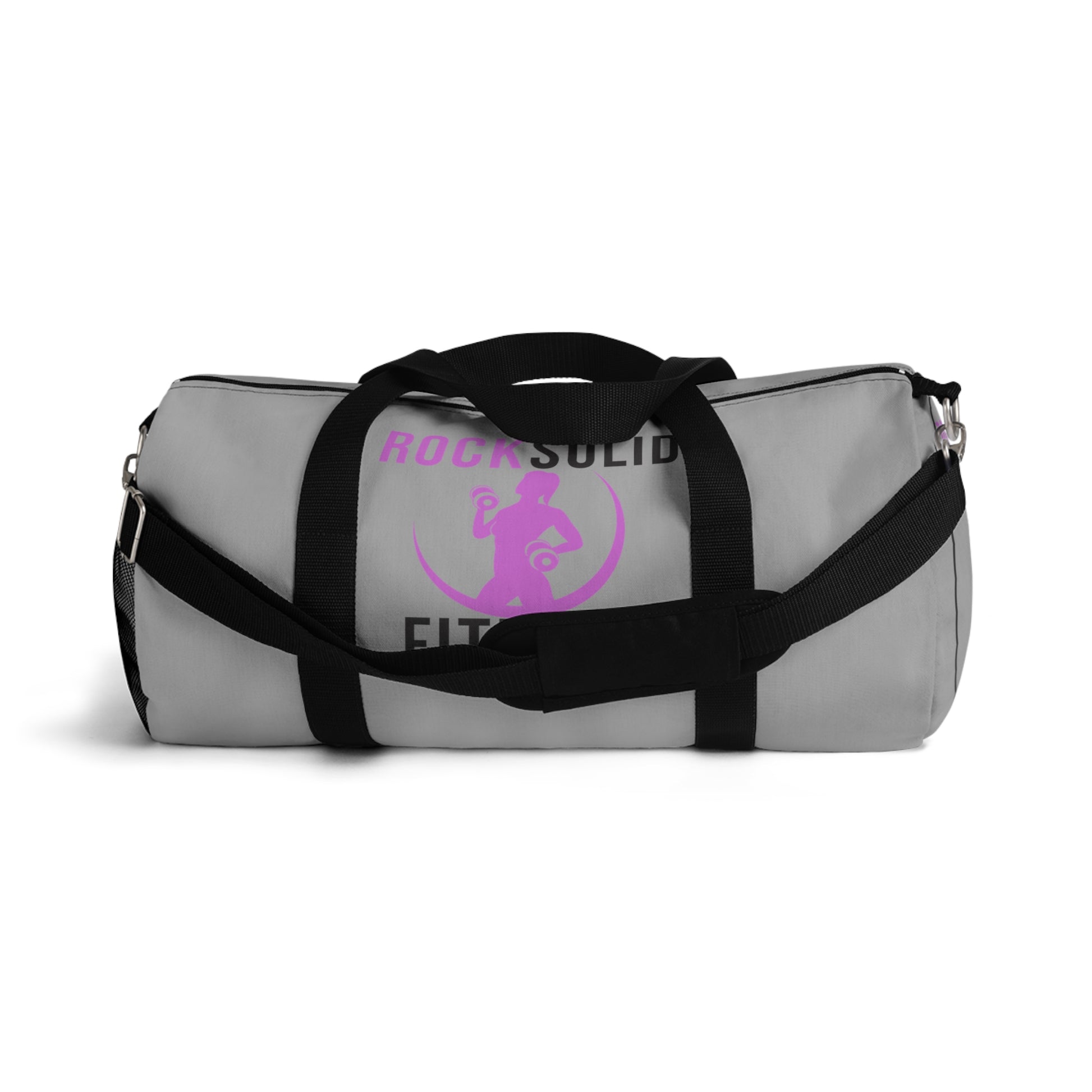 RockSolid Fitness Duffel Bag | Gray | Oxford Canvas | Pink Lady Logo - ZenGen USA