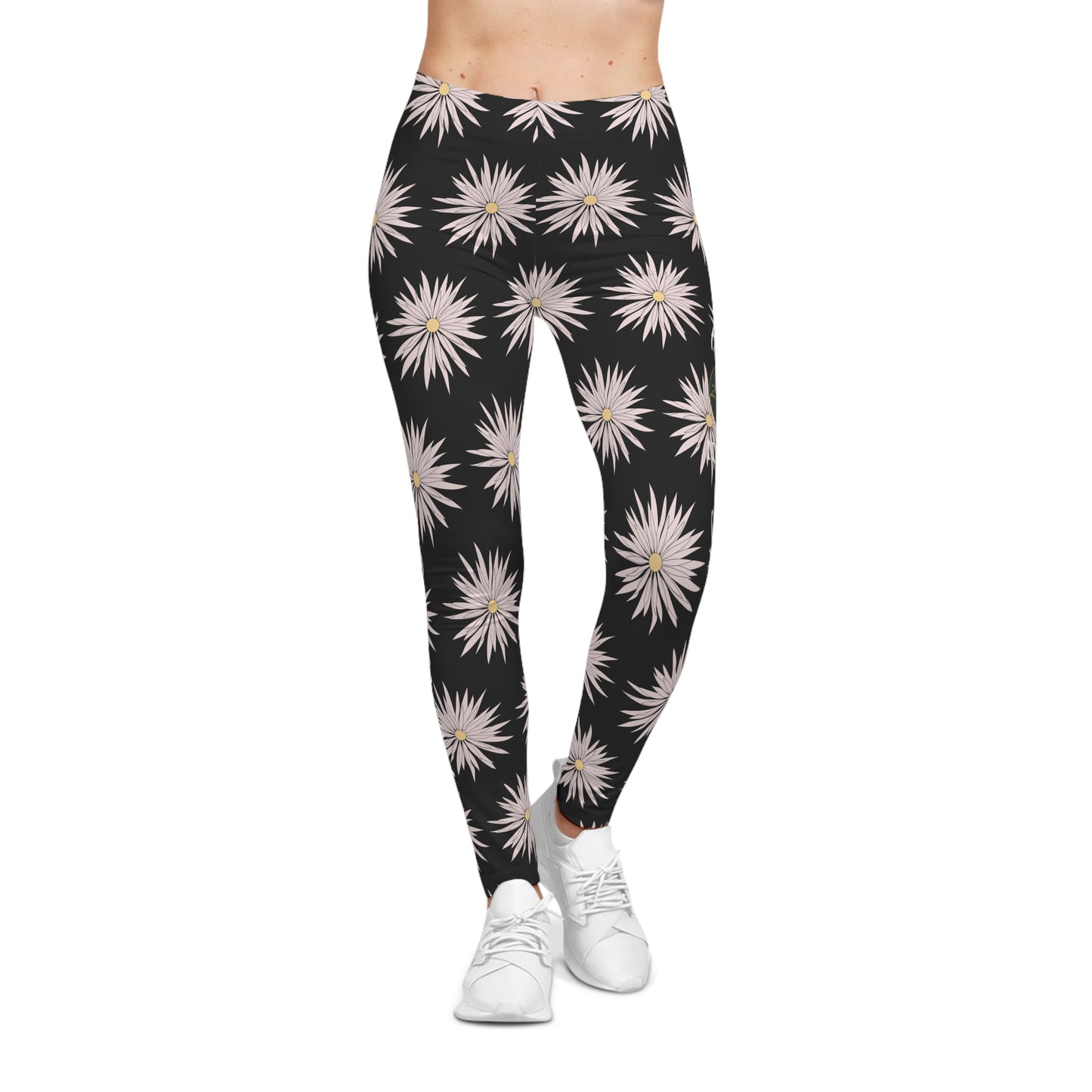 Women's Casual Leggings - Black - ROCK SOLID Blazing Flower - ZenGen USA