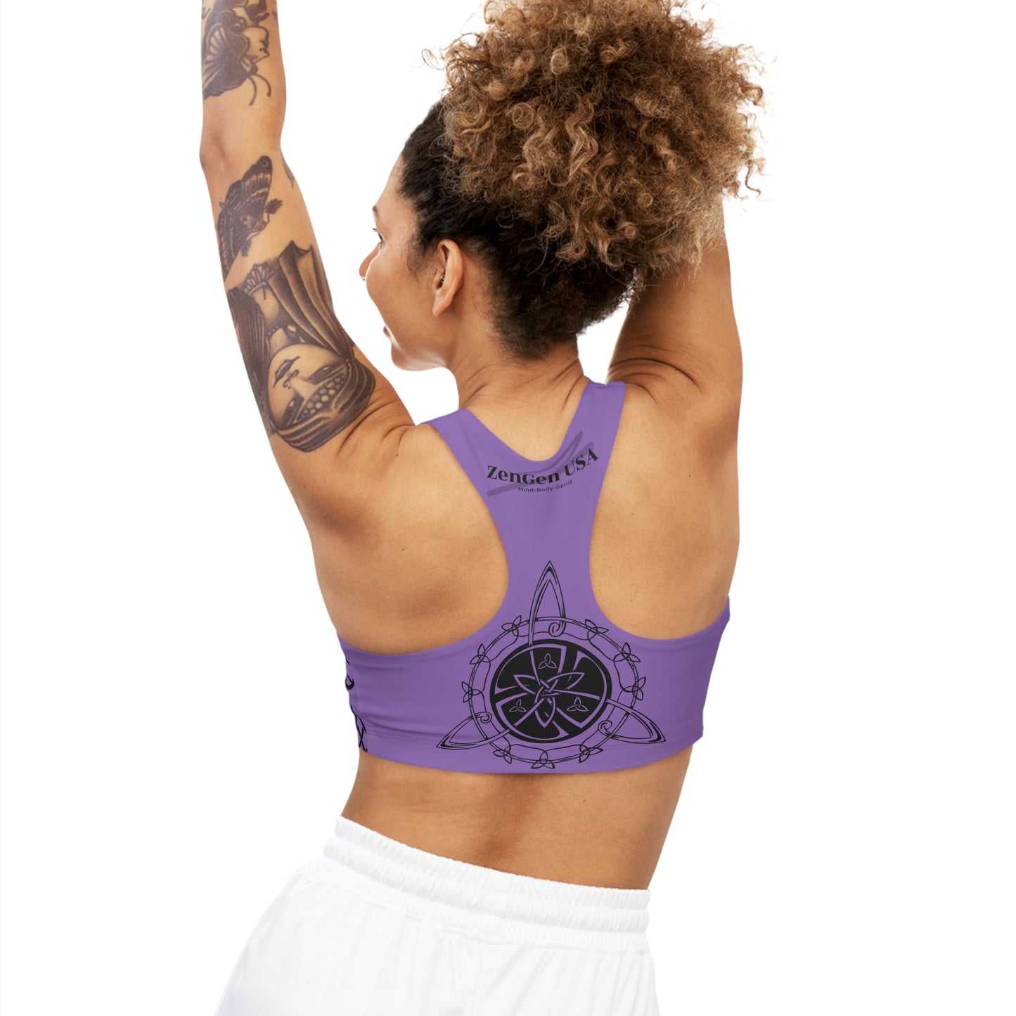 Celtic Tribal Tattoo - Purple Sports Bra - ZenGen USA ROCK SOLID