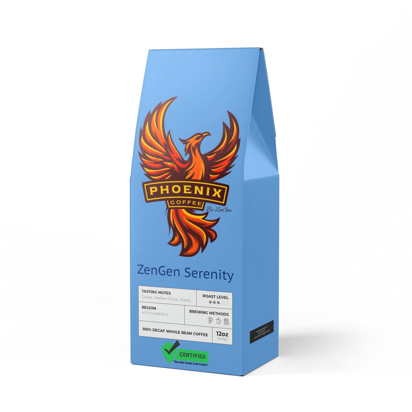 Phoenix Coffee by ZenGen: Artisan Crafted ZenGen Serenity DECAF Coffee Blend (Medium Roast)